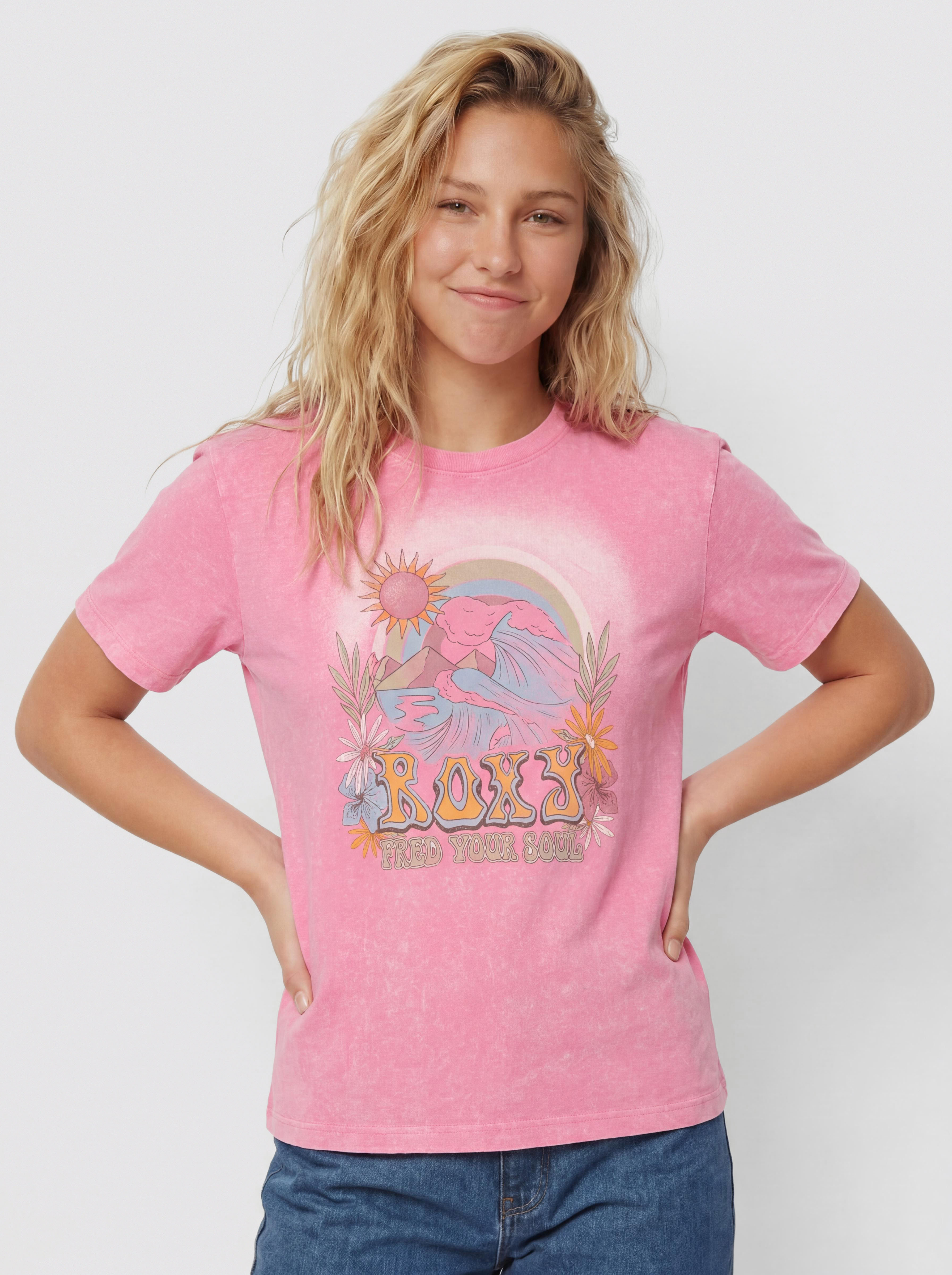 Roxy Sunnyoversize Optic Wash Wmn Póló (pink cosmos)
