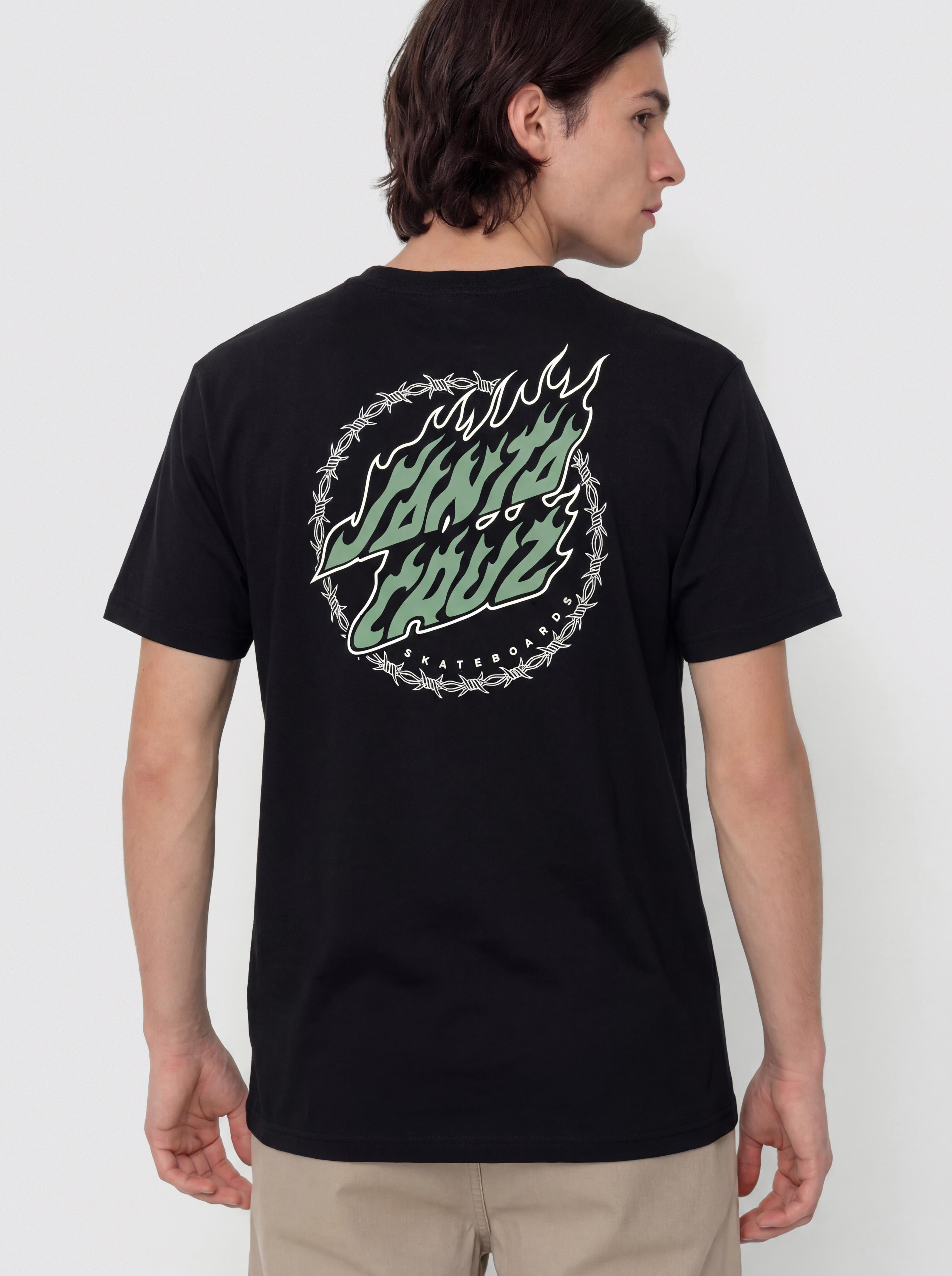 Póló Santa Cruz Wired Flame Dot Chest (black)
