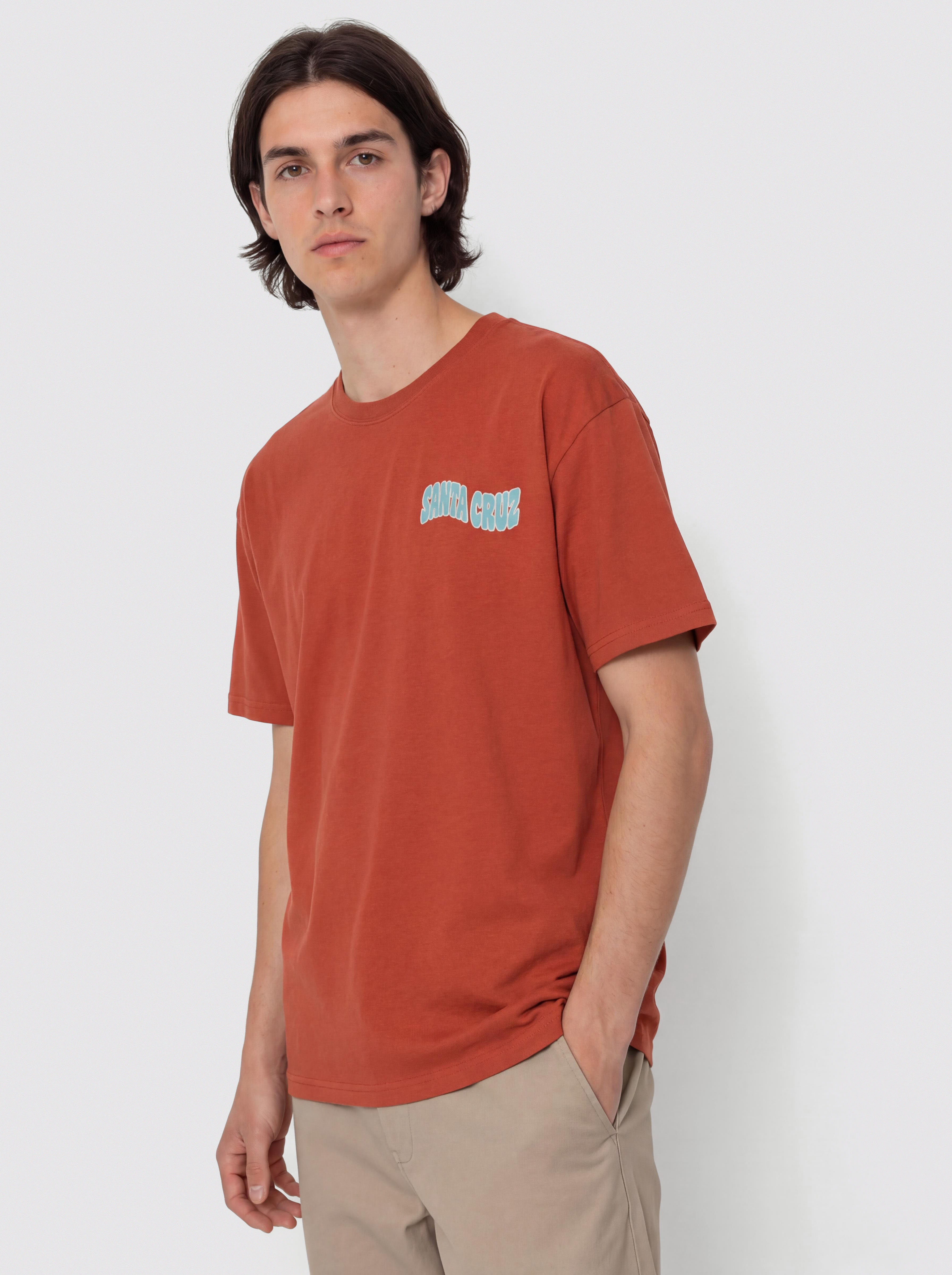 Santa Cruz Tiki Hand Strip Póló (dark rust)