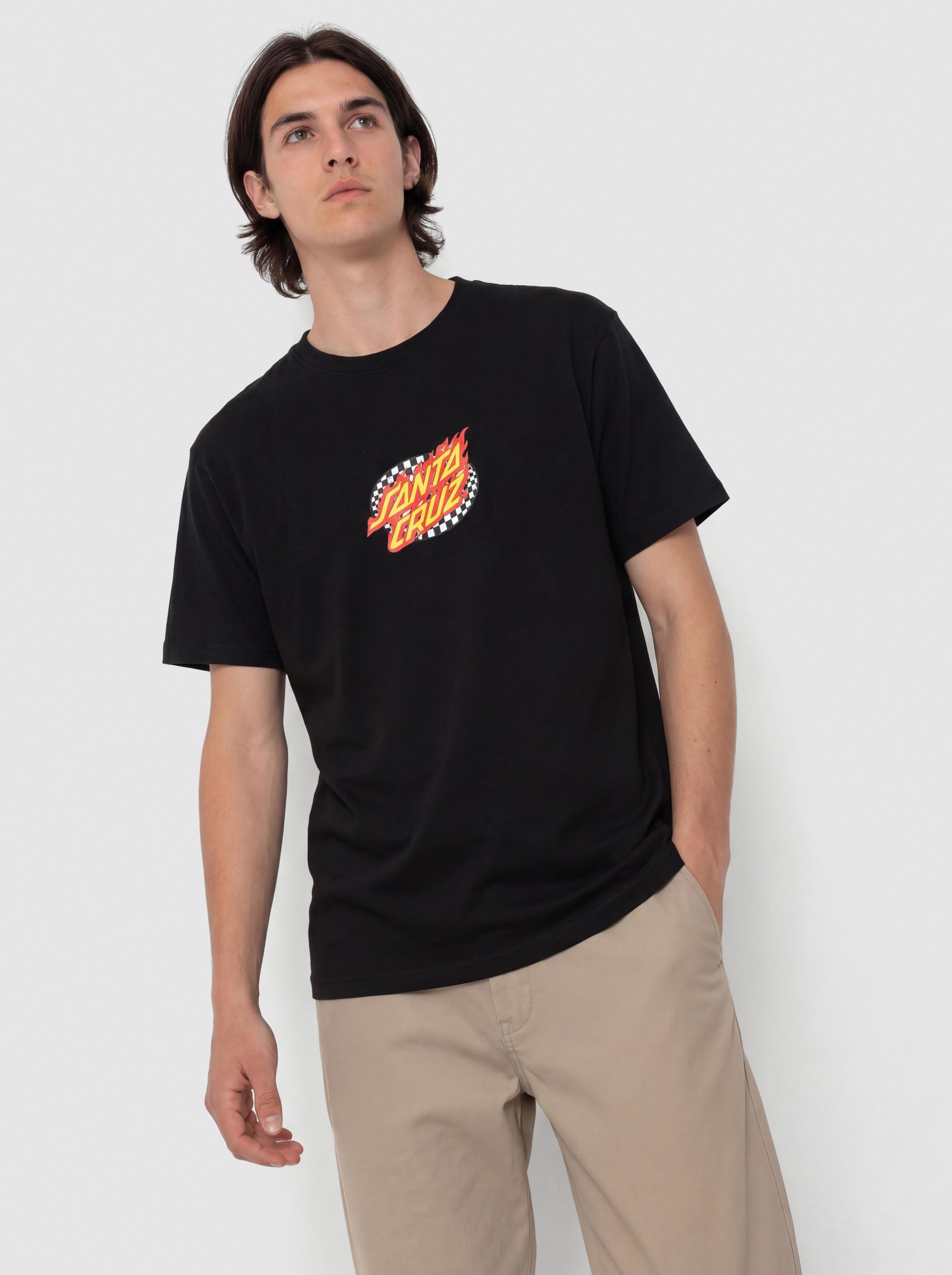 Póló Santa Cruz Oval Check Flame Front (black)