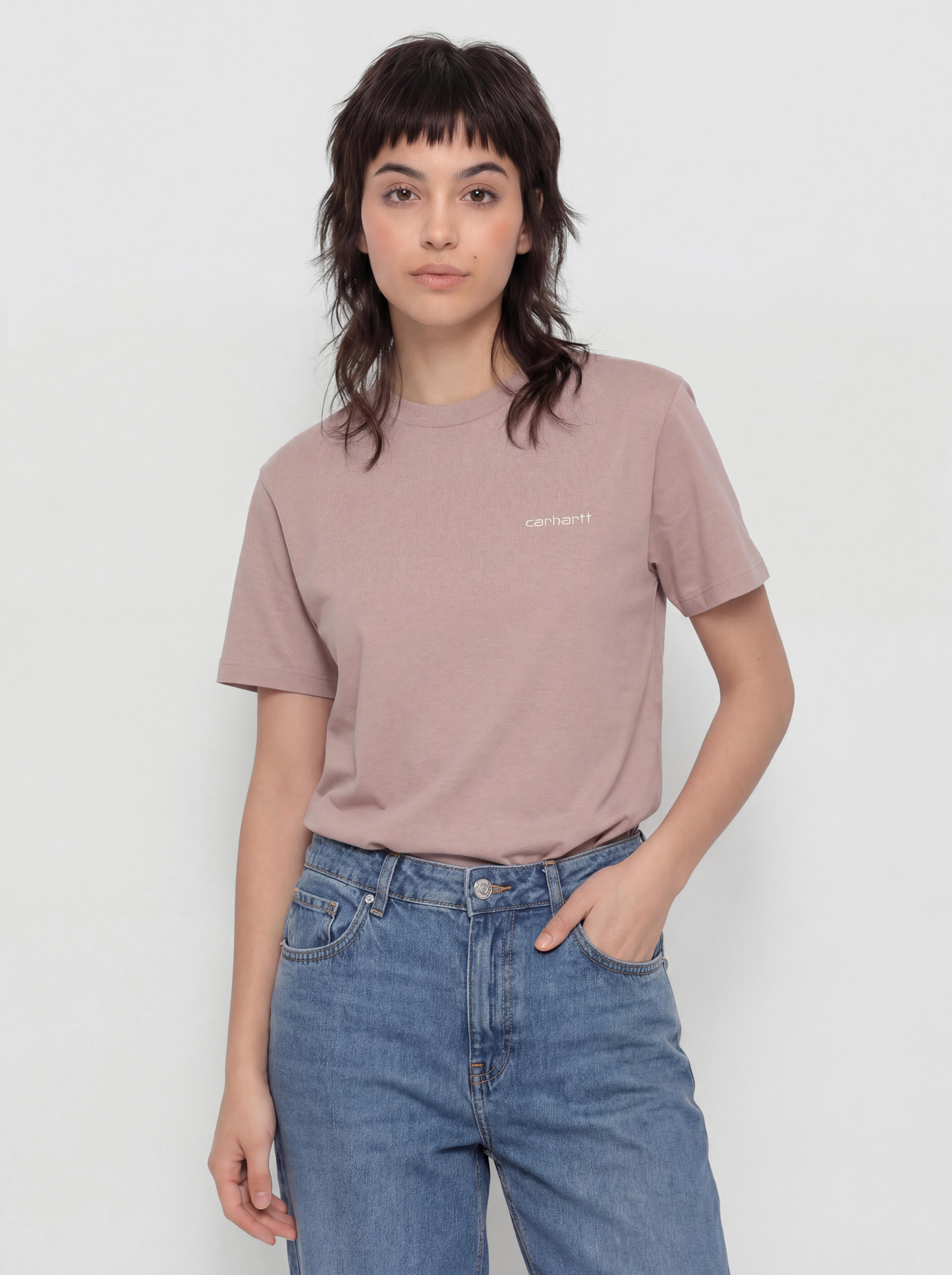 Póló Carhartt WIP Script Embroidery Wmn (gentle pink/cinnerus)