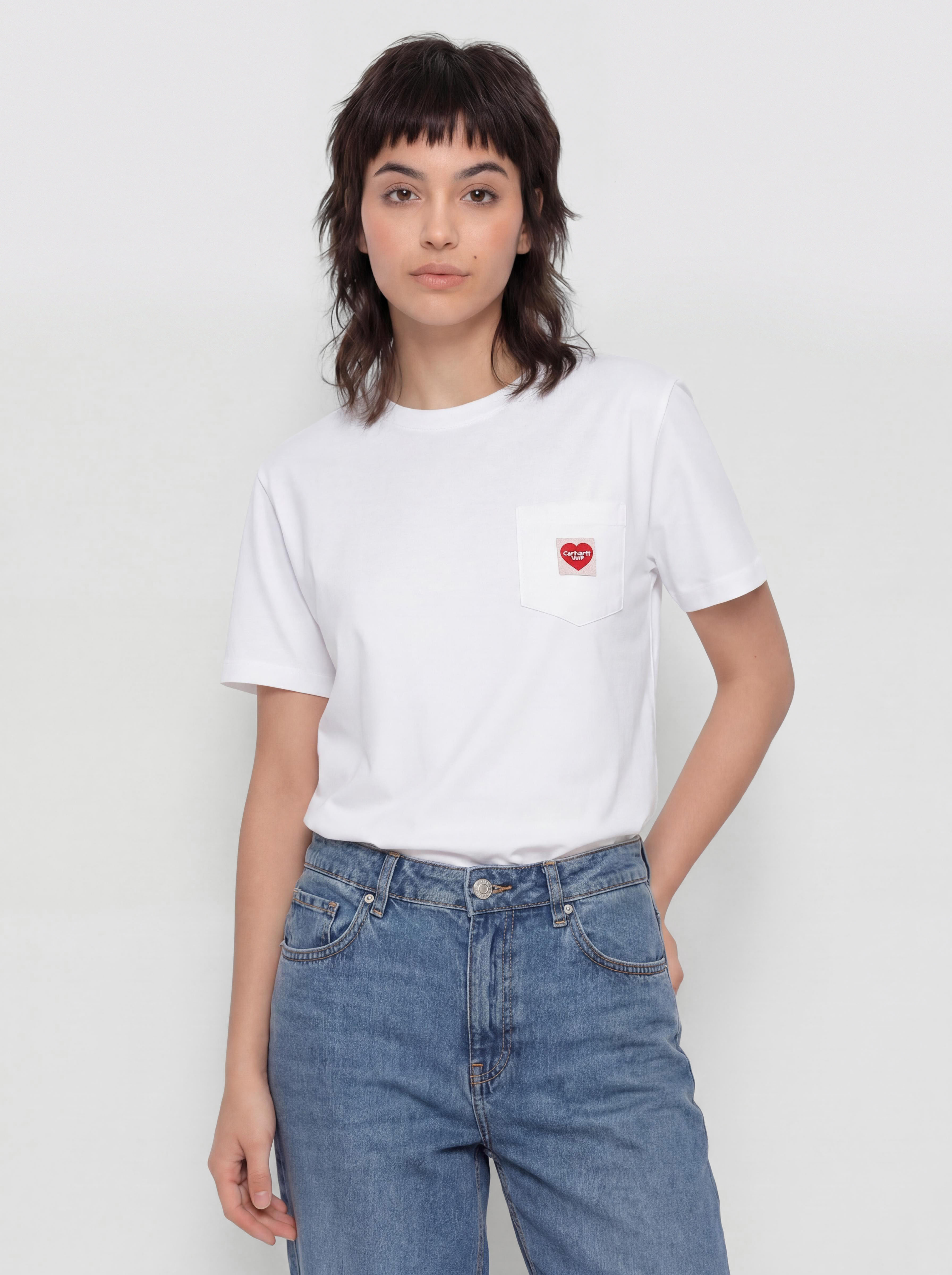 Carhartt WIP Pocket Heart Wmn Póló (white/red)