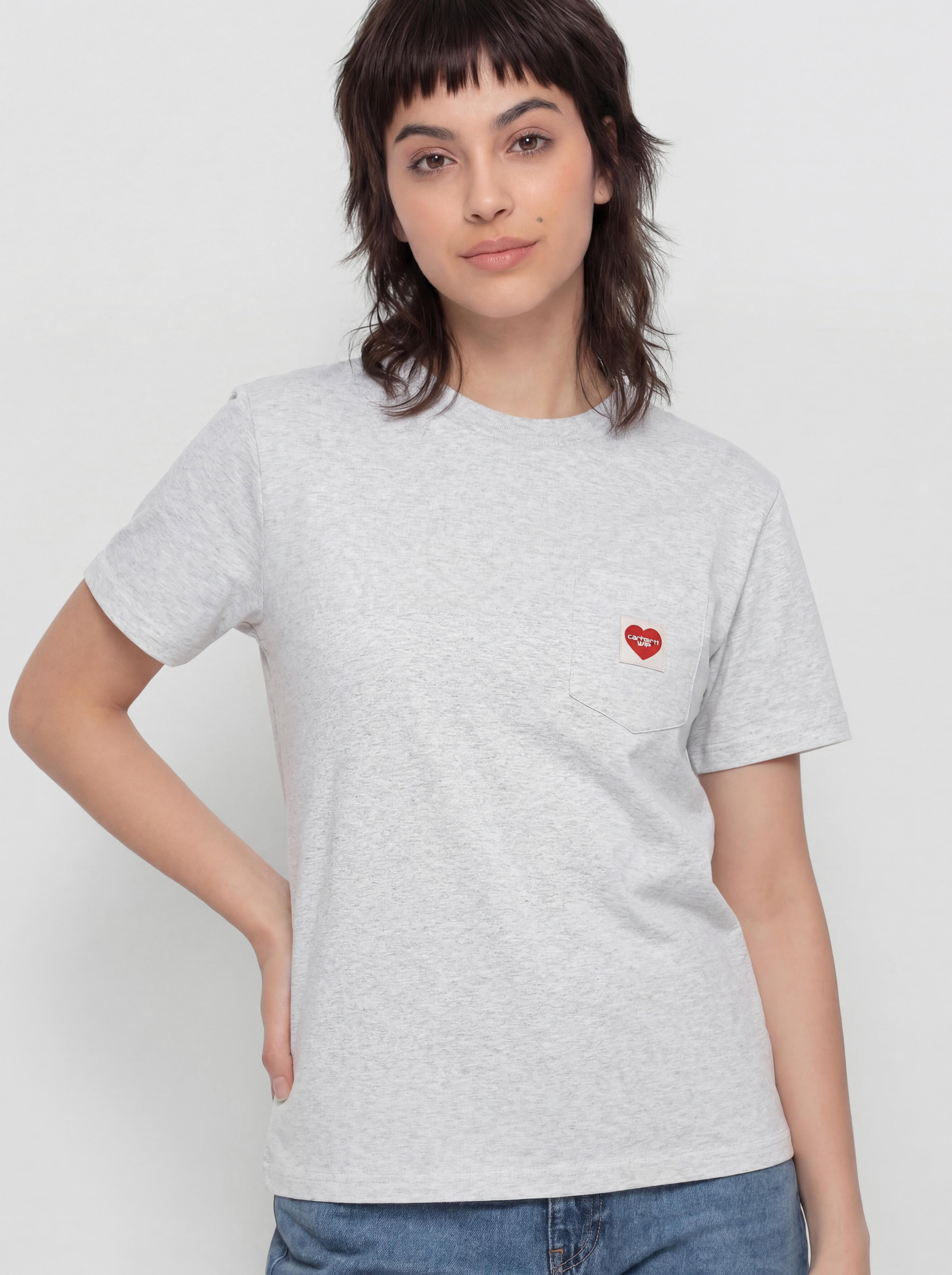Póló Carhartt WIP Pocket Heart Wmn (ash heather/red)