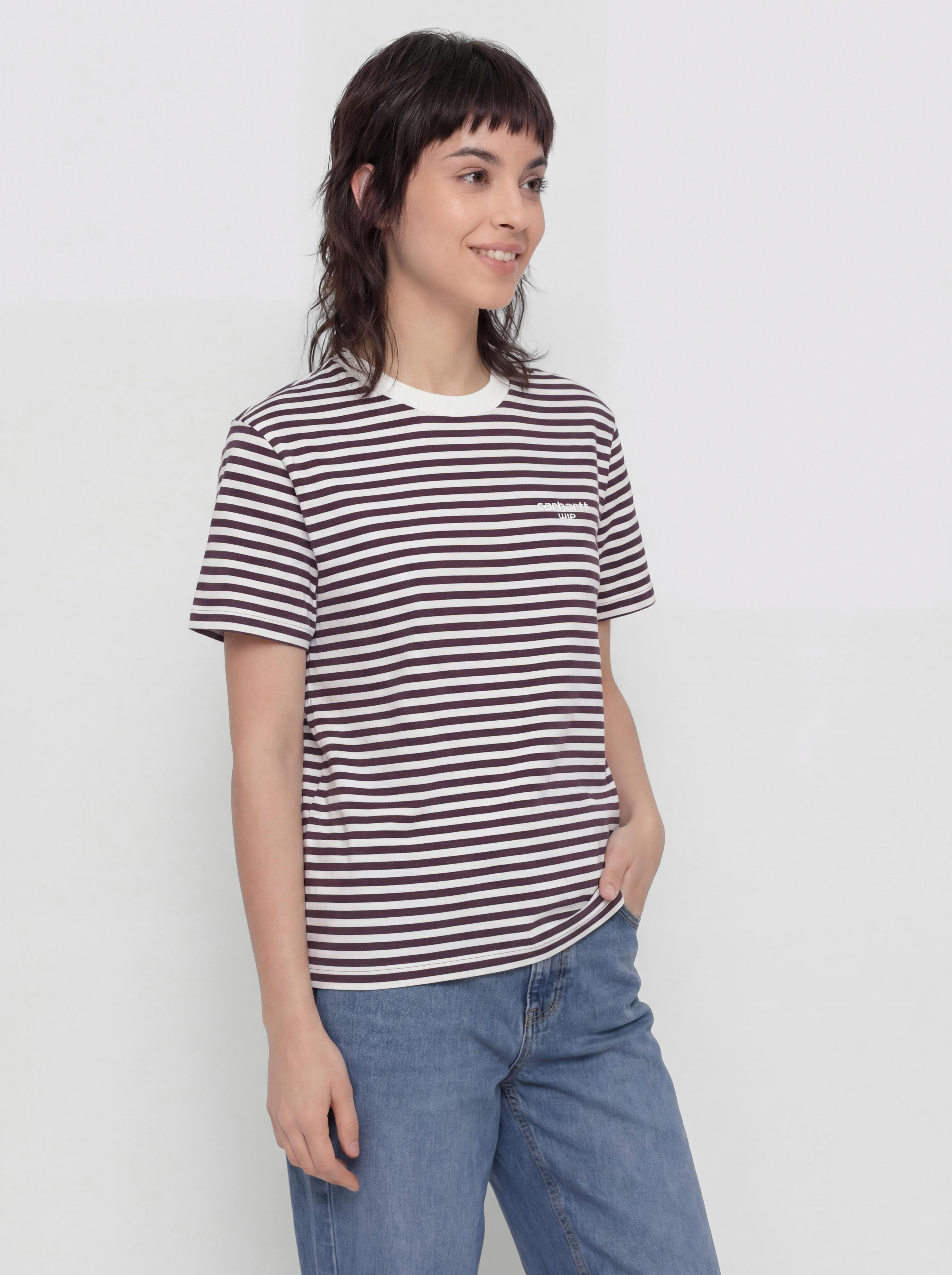 Póló Carhartt WIP Ezra Wmn (ezra stripe/cozy purple/wax)