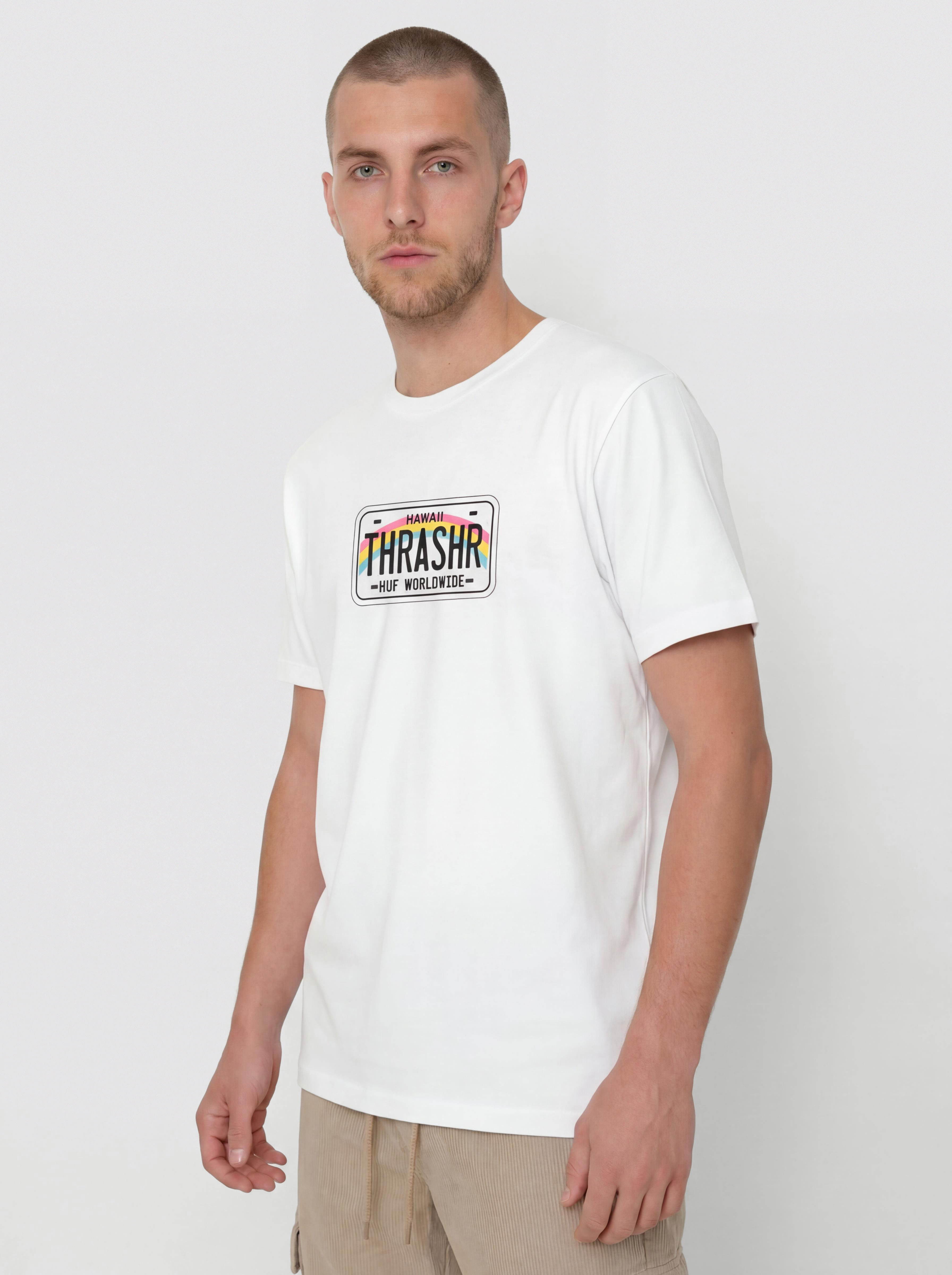 Póló HUF X Thrasher License Plate (white)