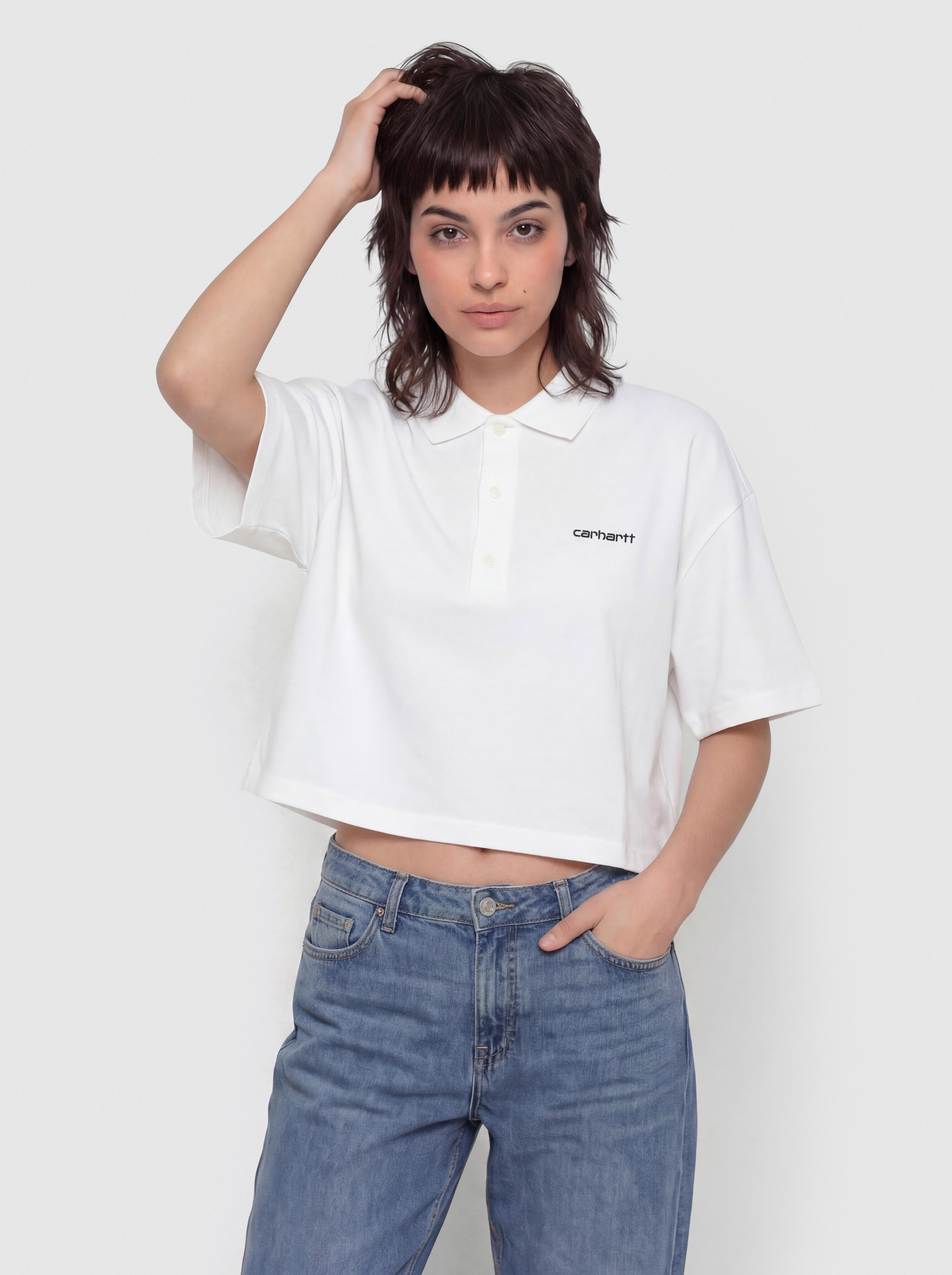 Póló Carhartt WIP Script Polo Wmn (white/black)