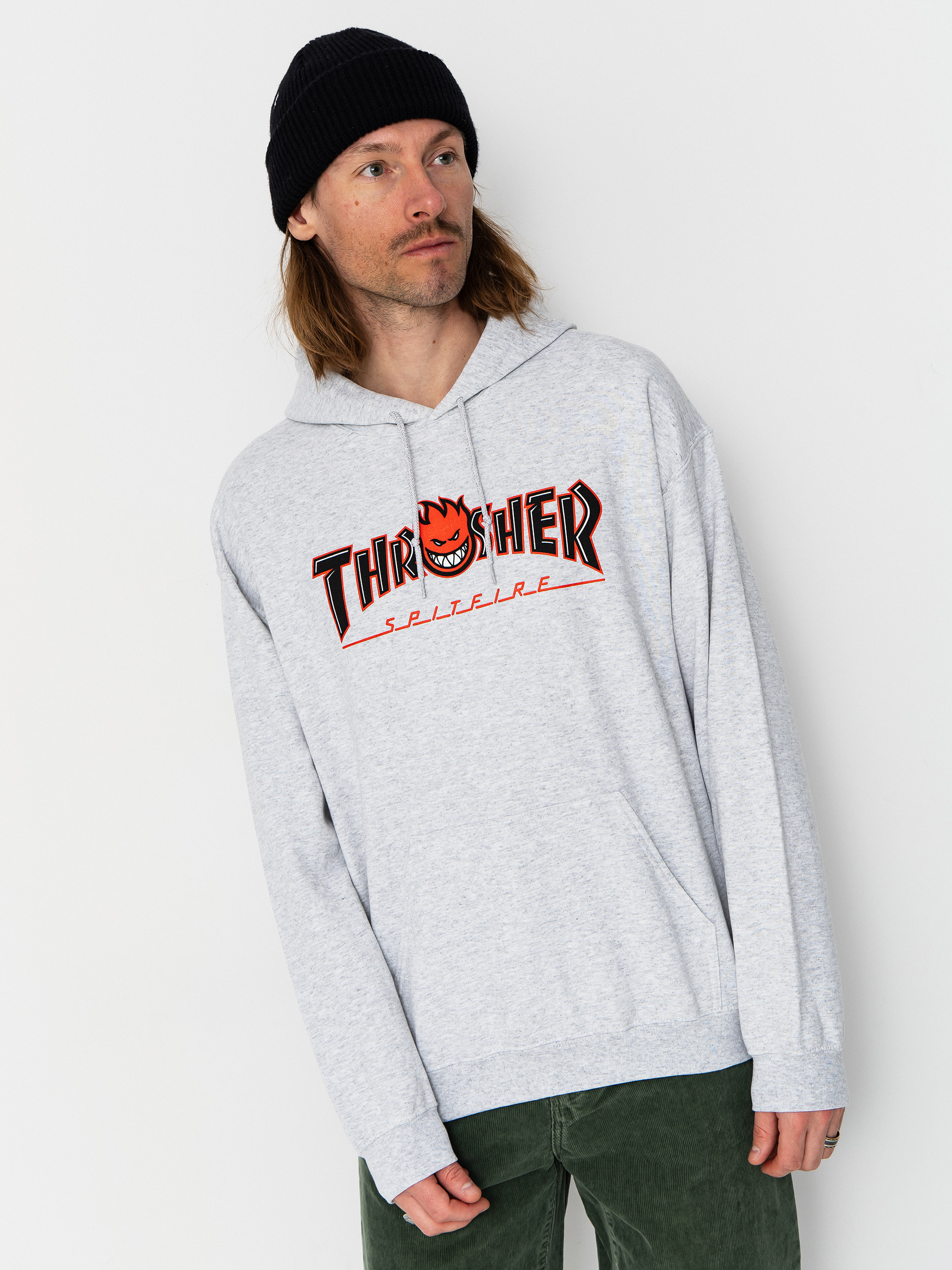 Thrasher x Spitfire Big Head Outline HD Kapucnis pulóver (ash)