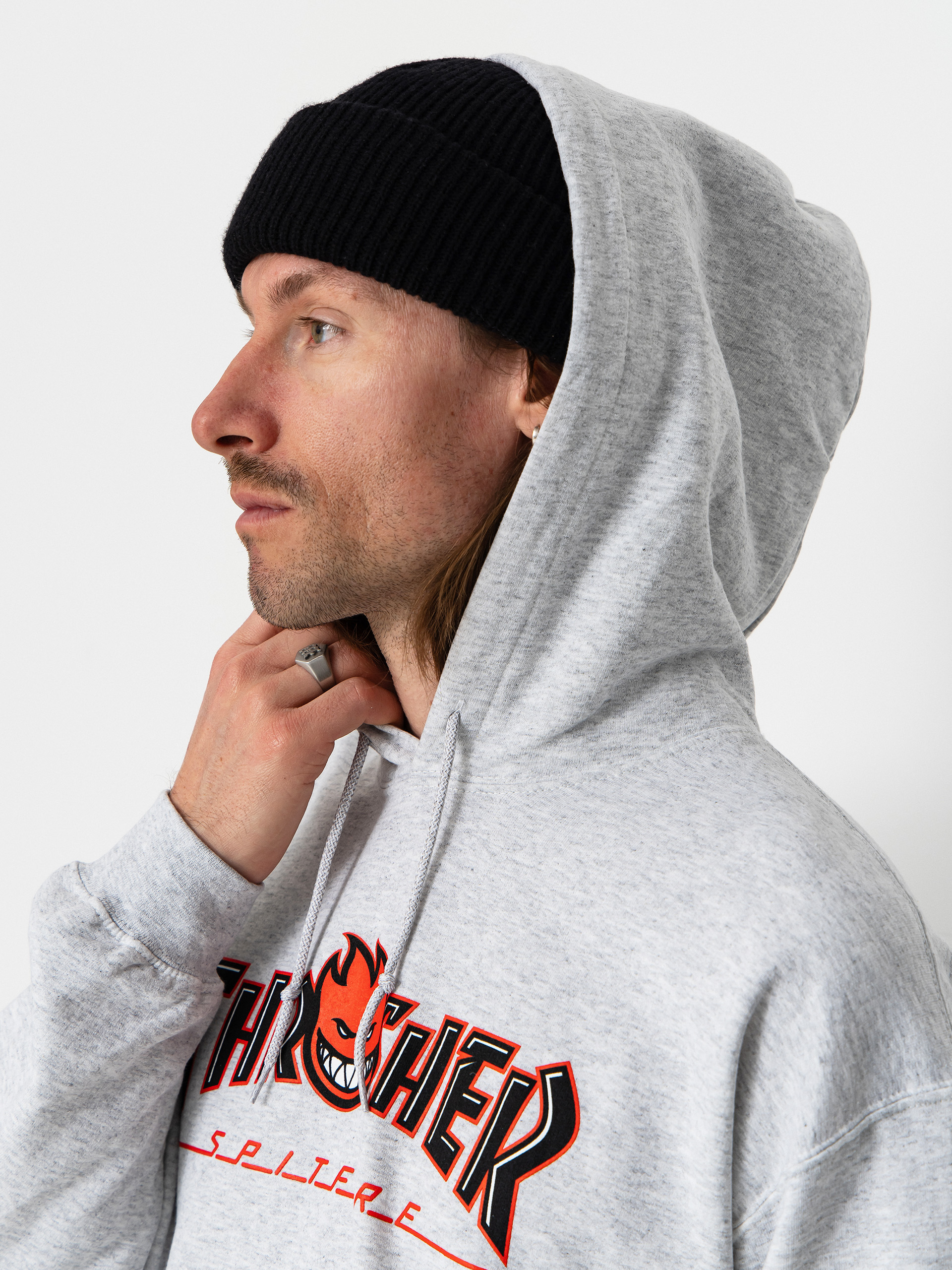 Thrasher x Spitfire Big Head Outline HD Kapucnis pulóver (ash)