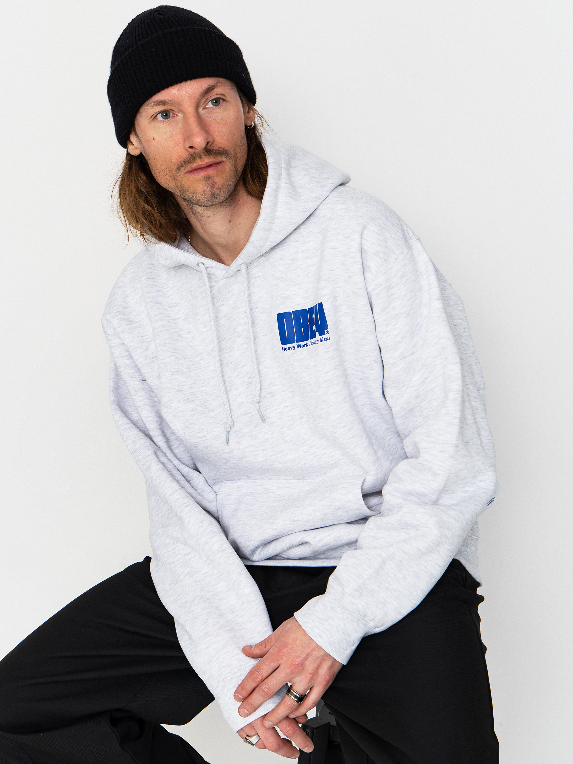 OBEY Heavy Ideas HD Kapucnis pulóver (ash grey)