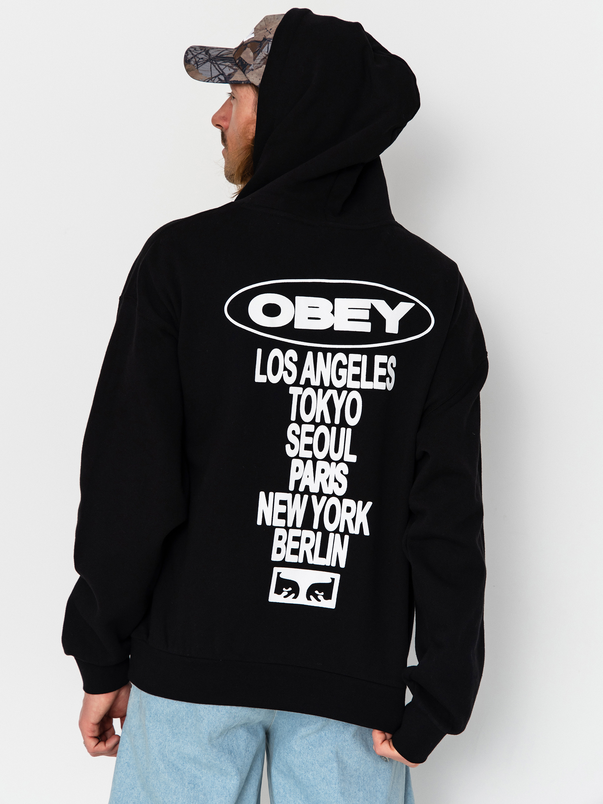 OBEY Oval Cities HD Kapucnis pulóver (black)