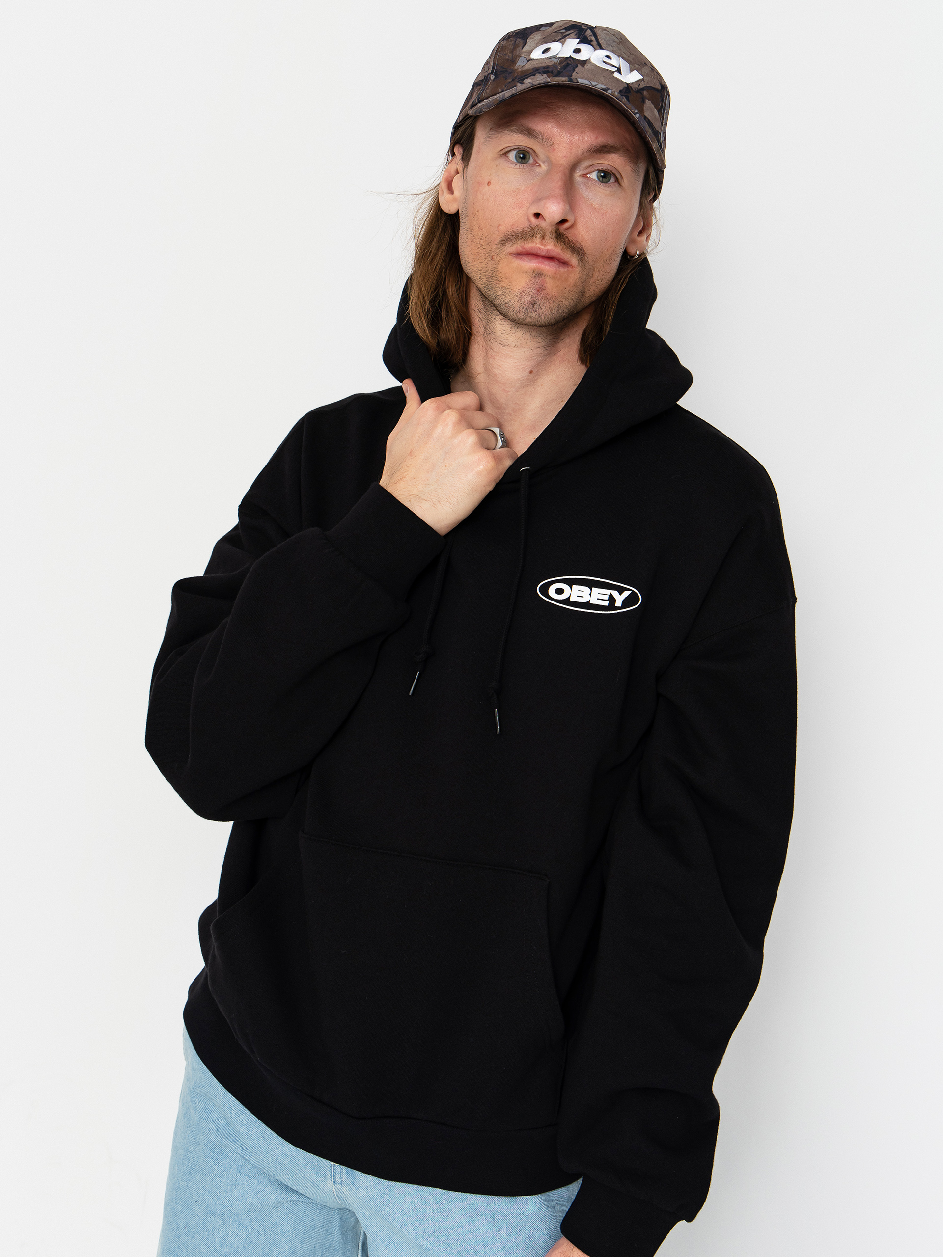 OBEY Oval Cities HD Kapucnis pulóver (black)