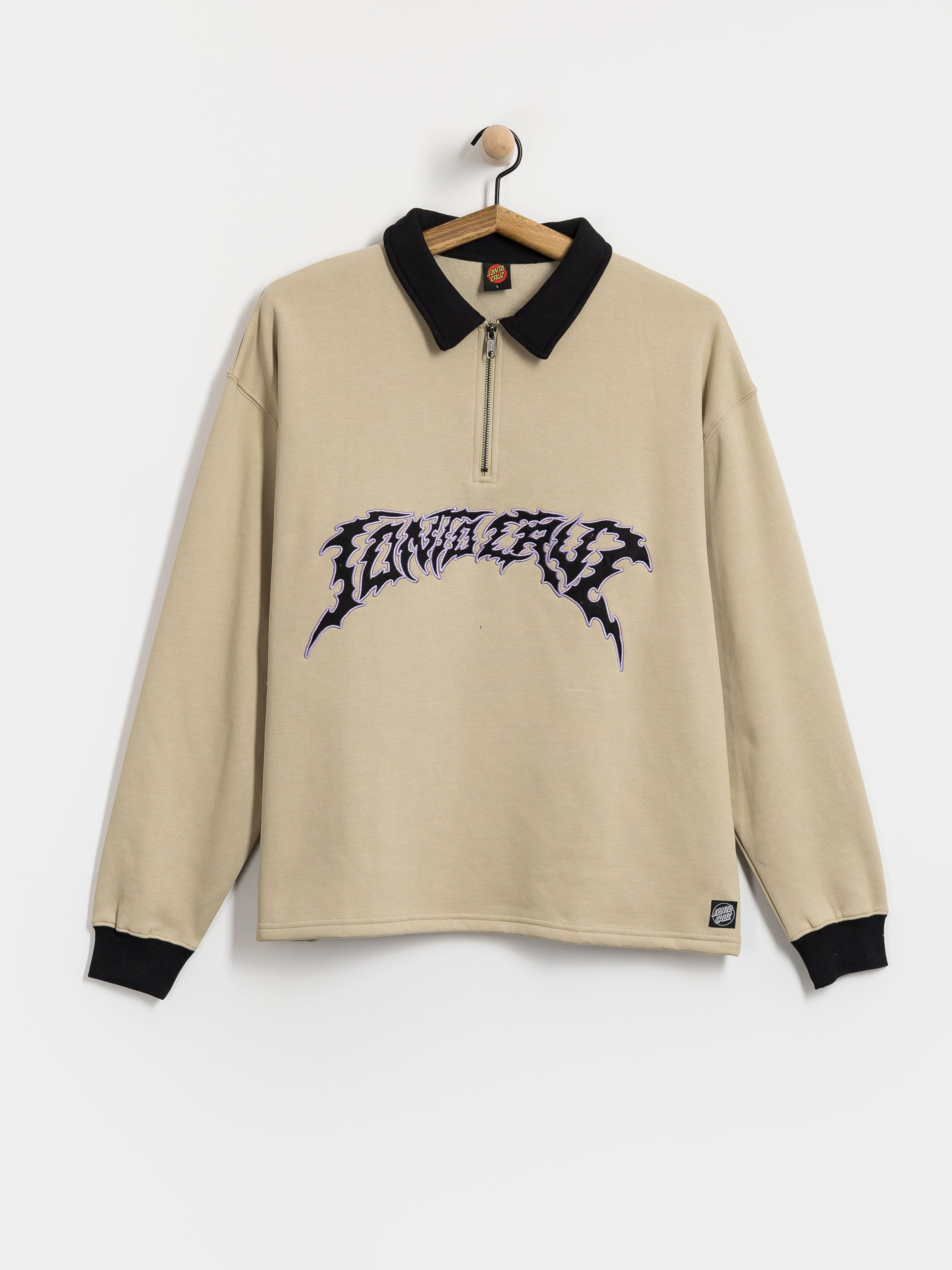Santa Cruz Out Of Time Strip 1/4 Zip Pulu00f3ver (stone grey)