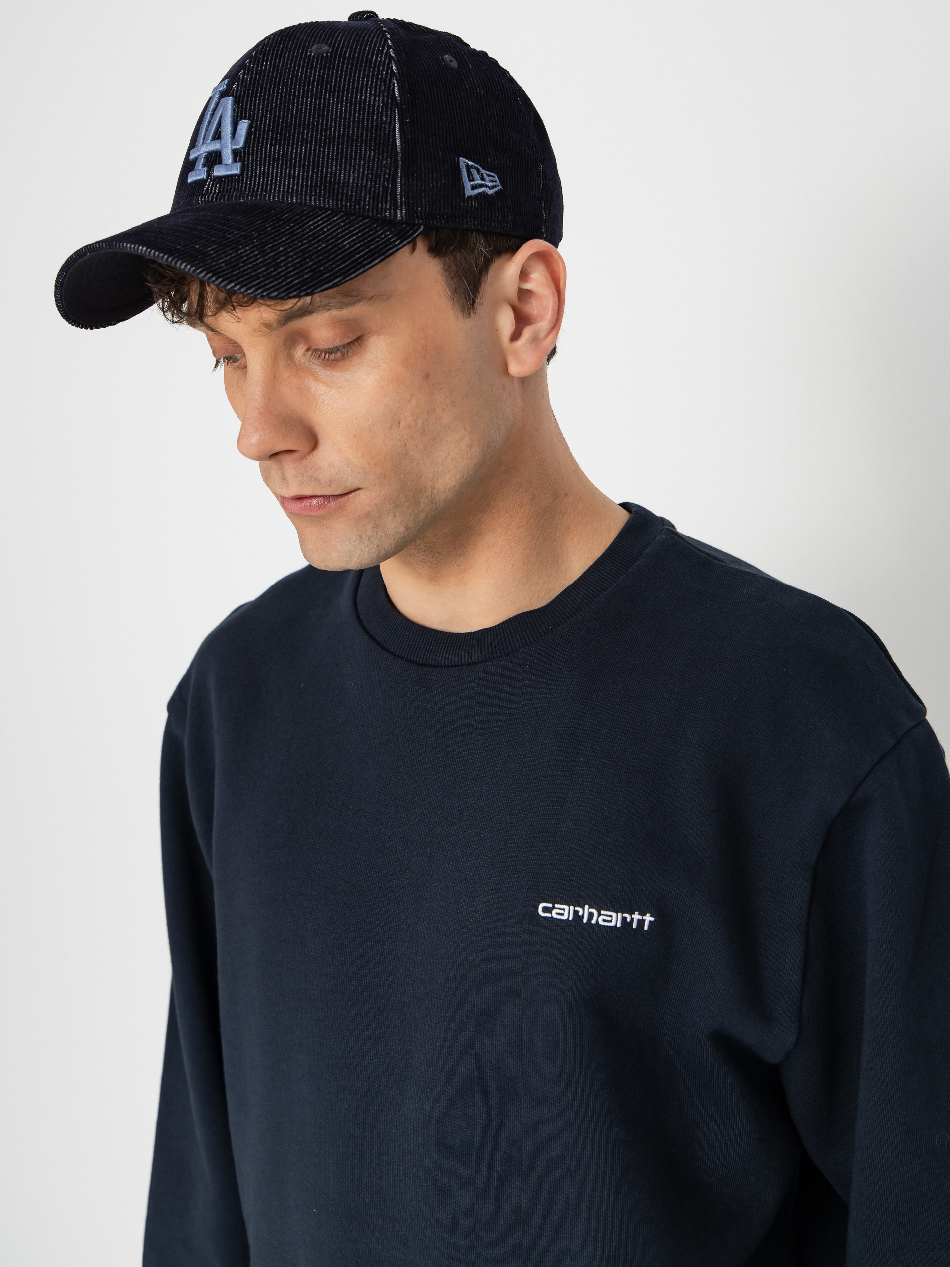 Carhartt WIP Script Embroidery Pulóver (deep night/white)