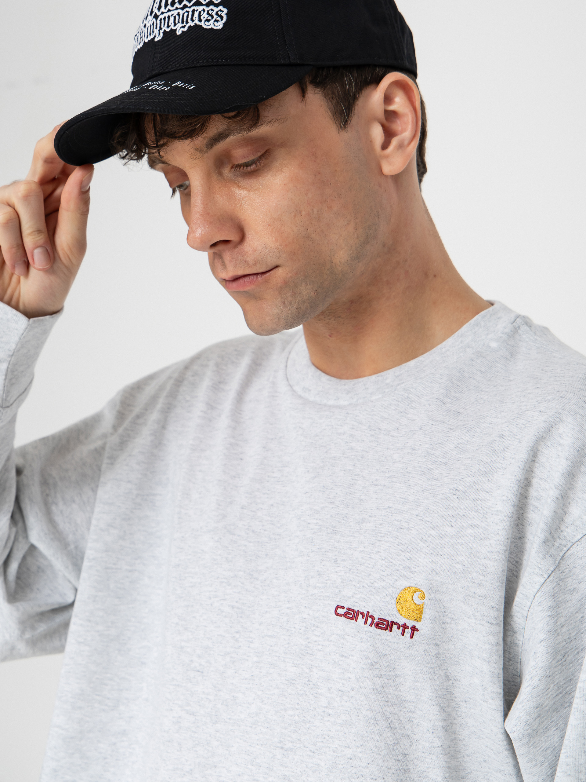 Hosszú ujjú felső Carhartt WIP American Script (ash heather)