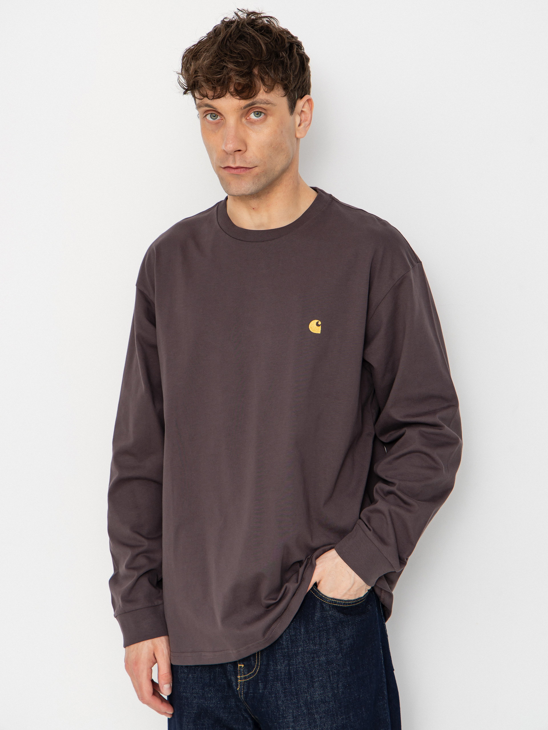 Hosszú ujjú felső Carhartt WIP Chase (shale/gold)