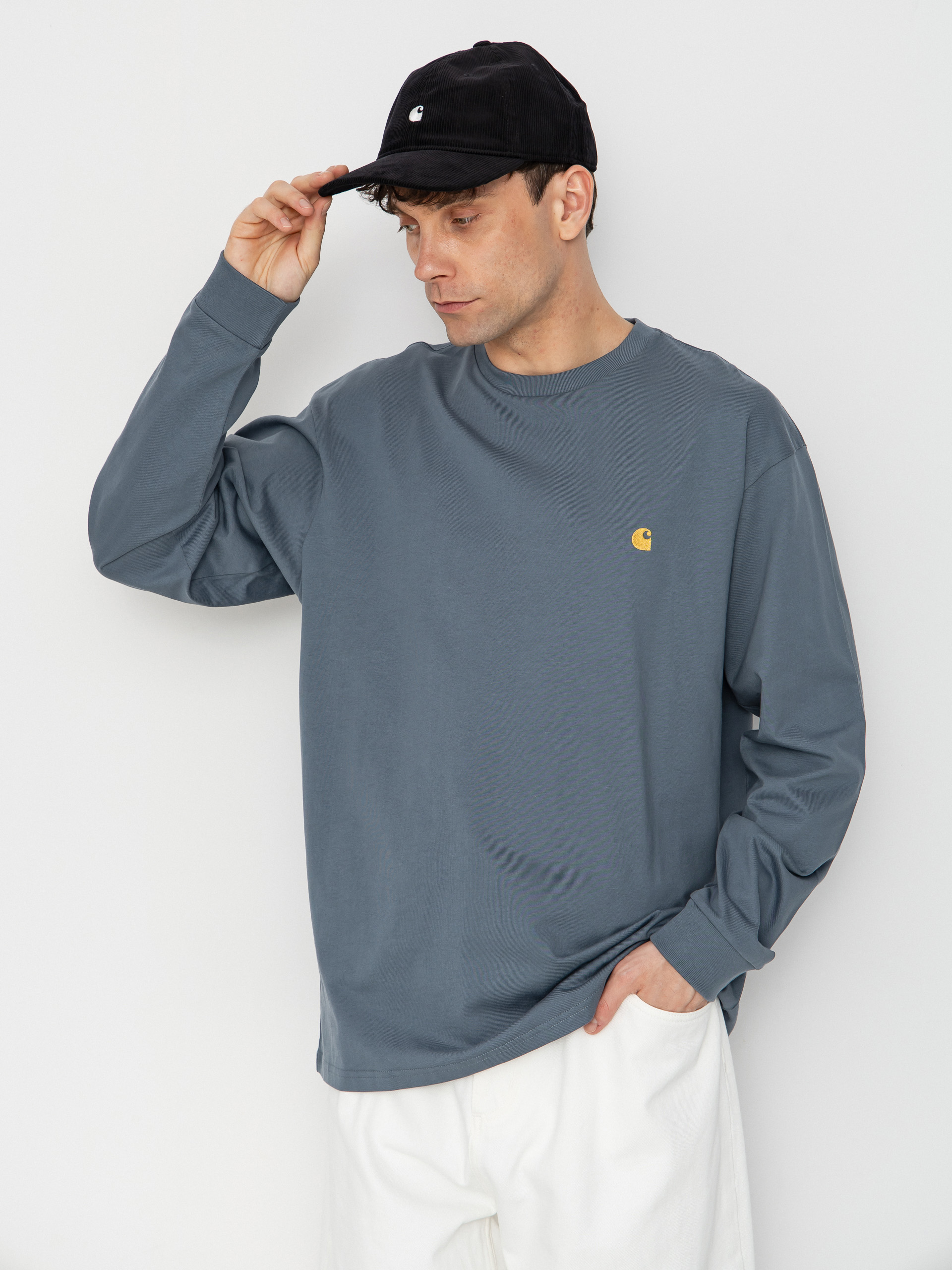 Hosszu00fa ujju00fa felsu0151 Carhartt WIP Chase (cozy blue/gold)