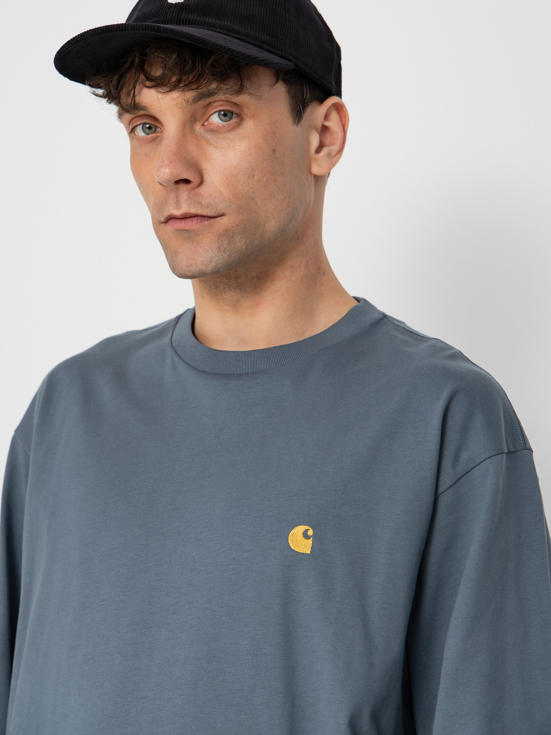 Hosszú ujjú felső Carhartt WIP Chase (cozy blue/gold)