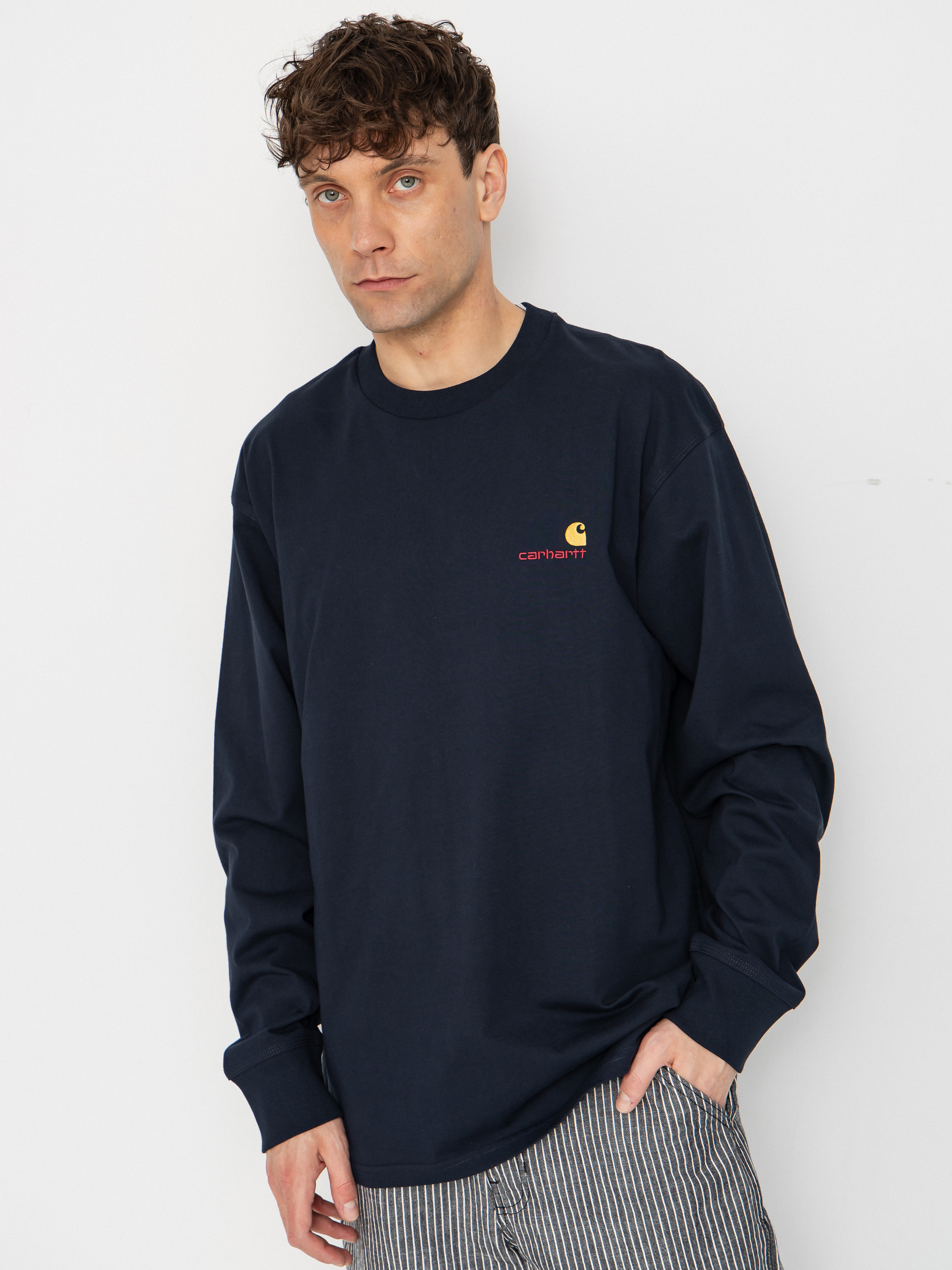 Hosszú ujjú felső Carhartt WIP American Script (deep night)