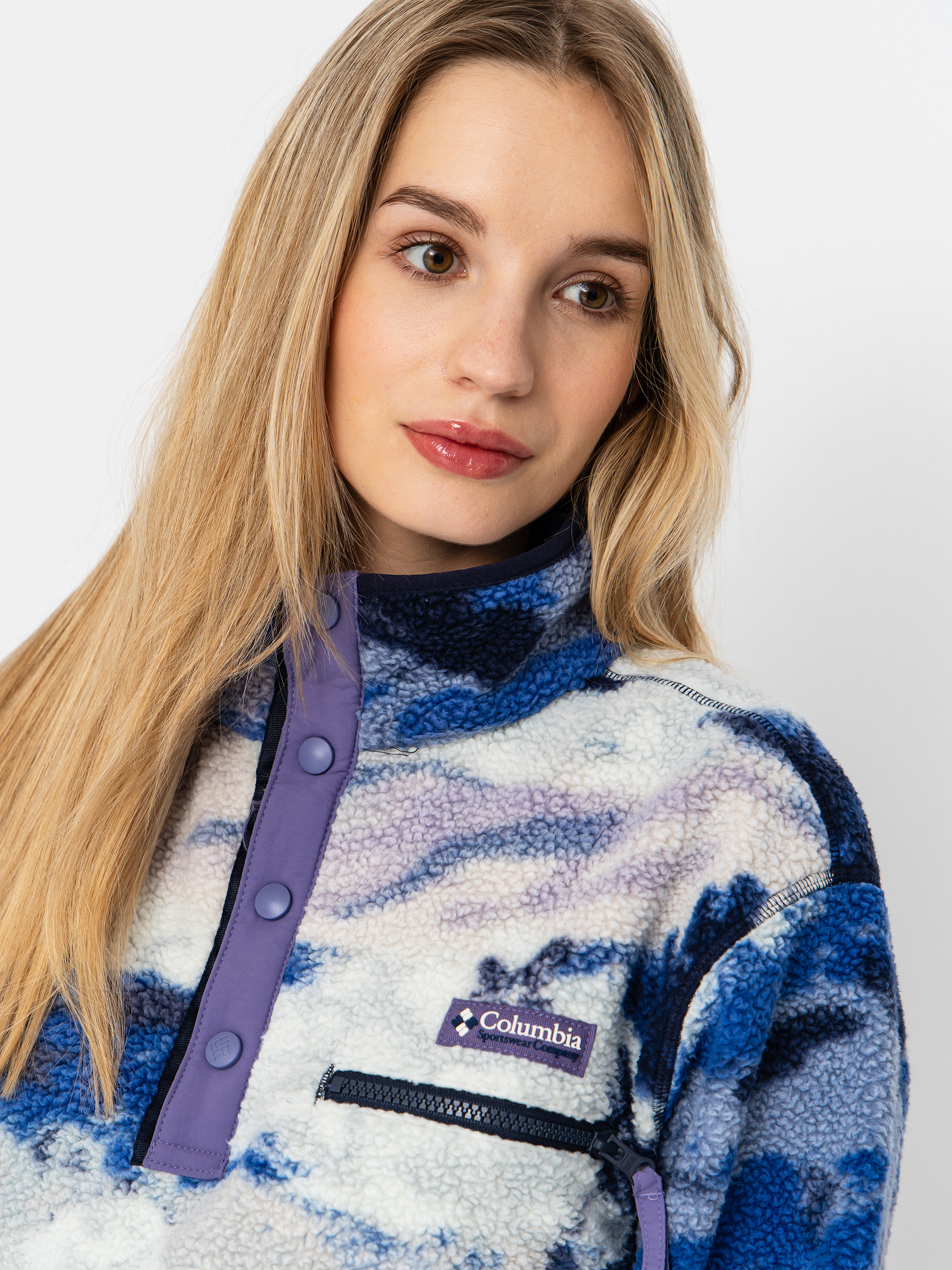 Női Columbia Helvetia II Printed Cropped Half Snap Polár pulóver (nocturnal/dreaming)