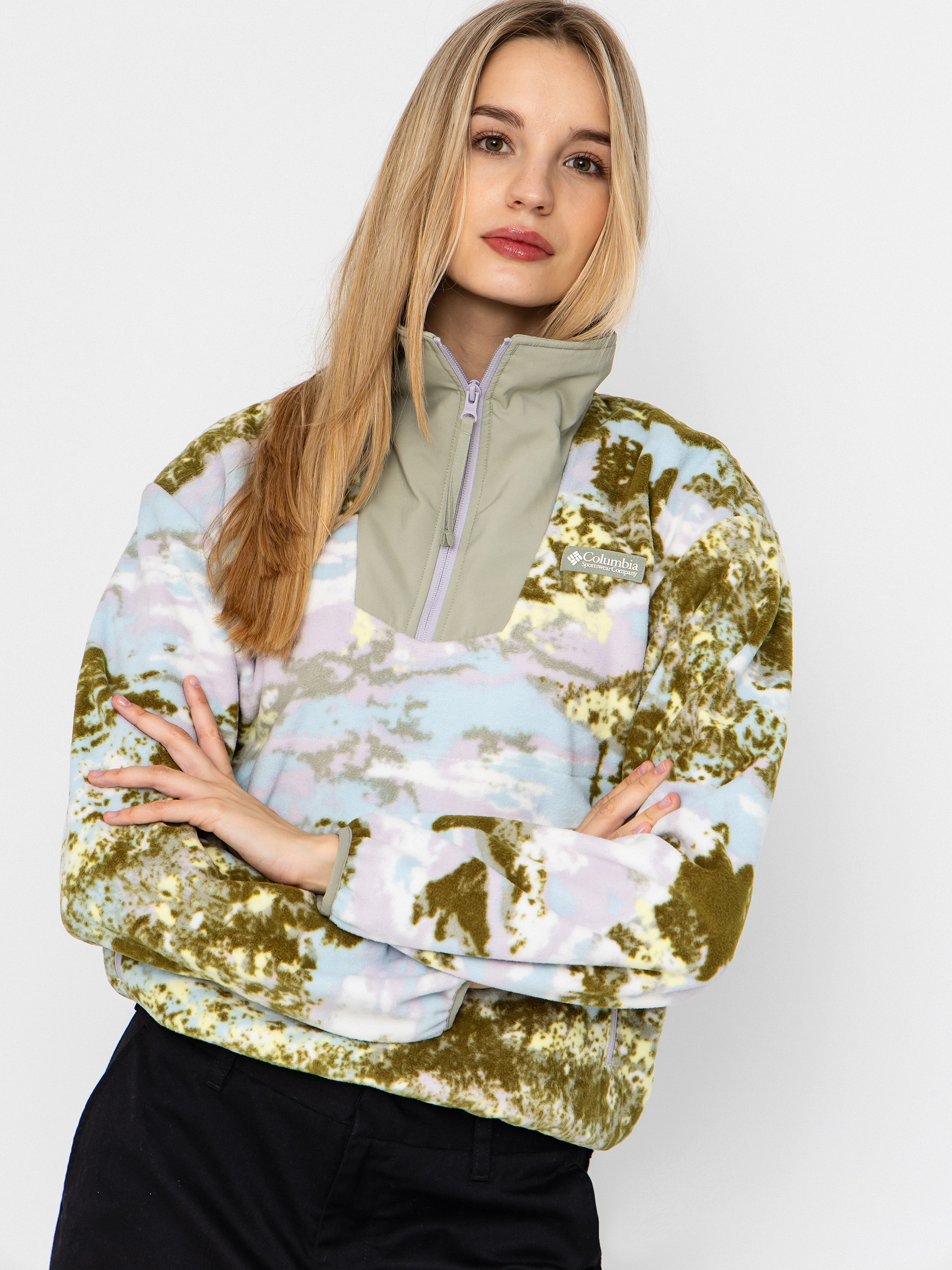 Columbia Sequoia Grove Printed Half Zip Wmn Polu00e1r pulu00f3ver (citron haze/fieldaze)