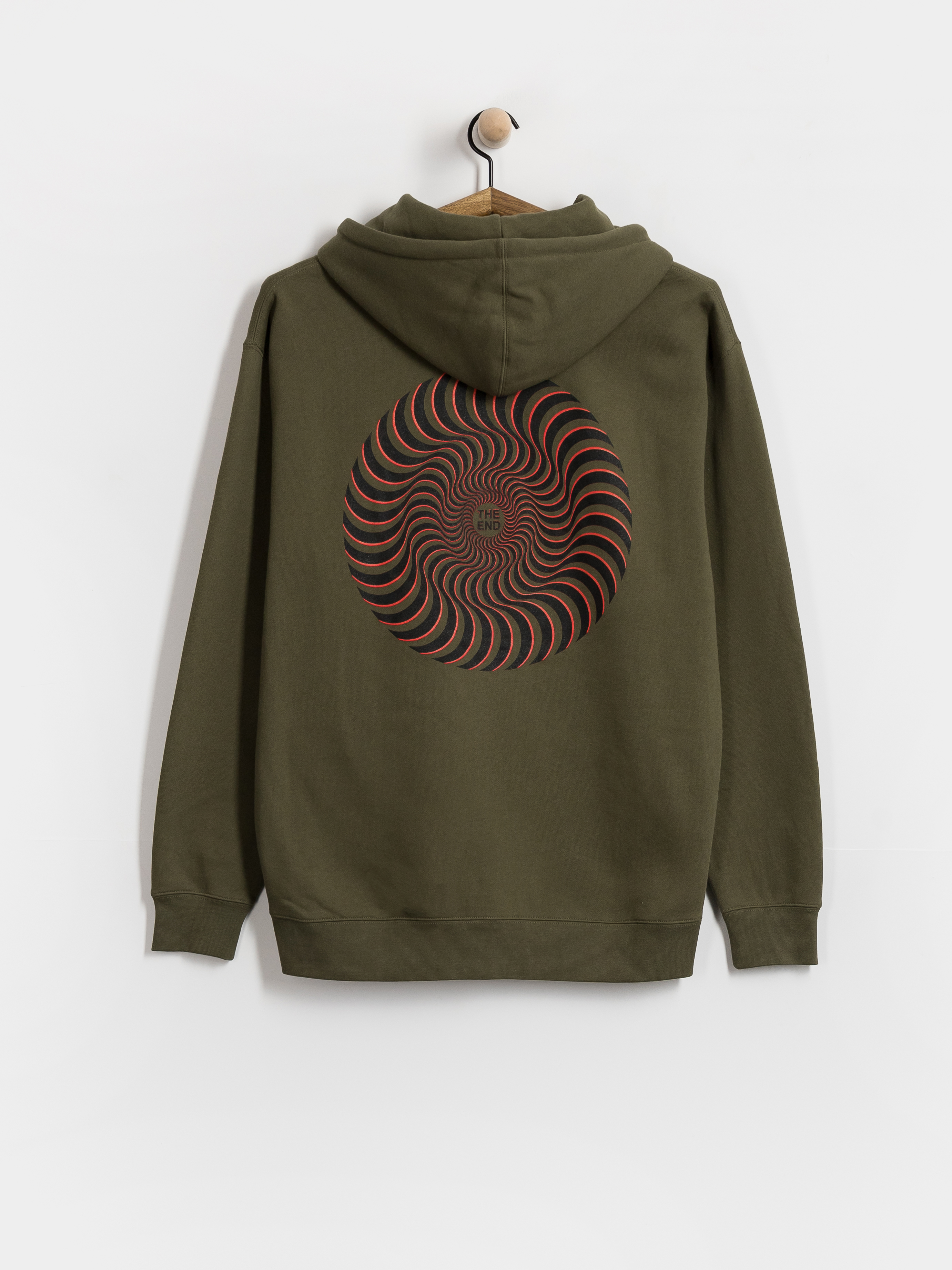 Kapucnis pulóver Spitfire Classic Swirl Overlay ZHD (army w/black red prints)