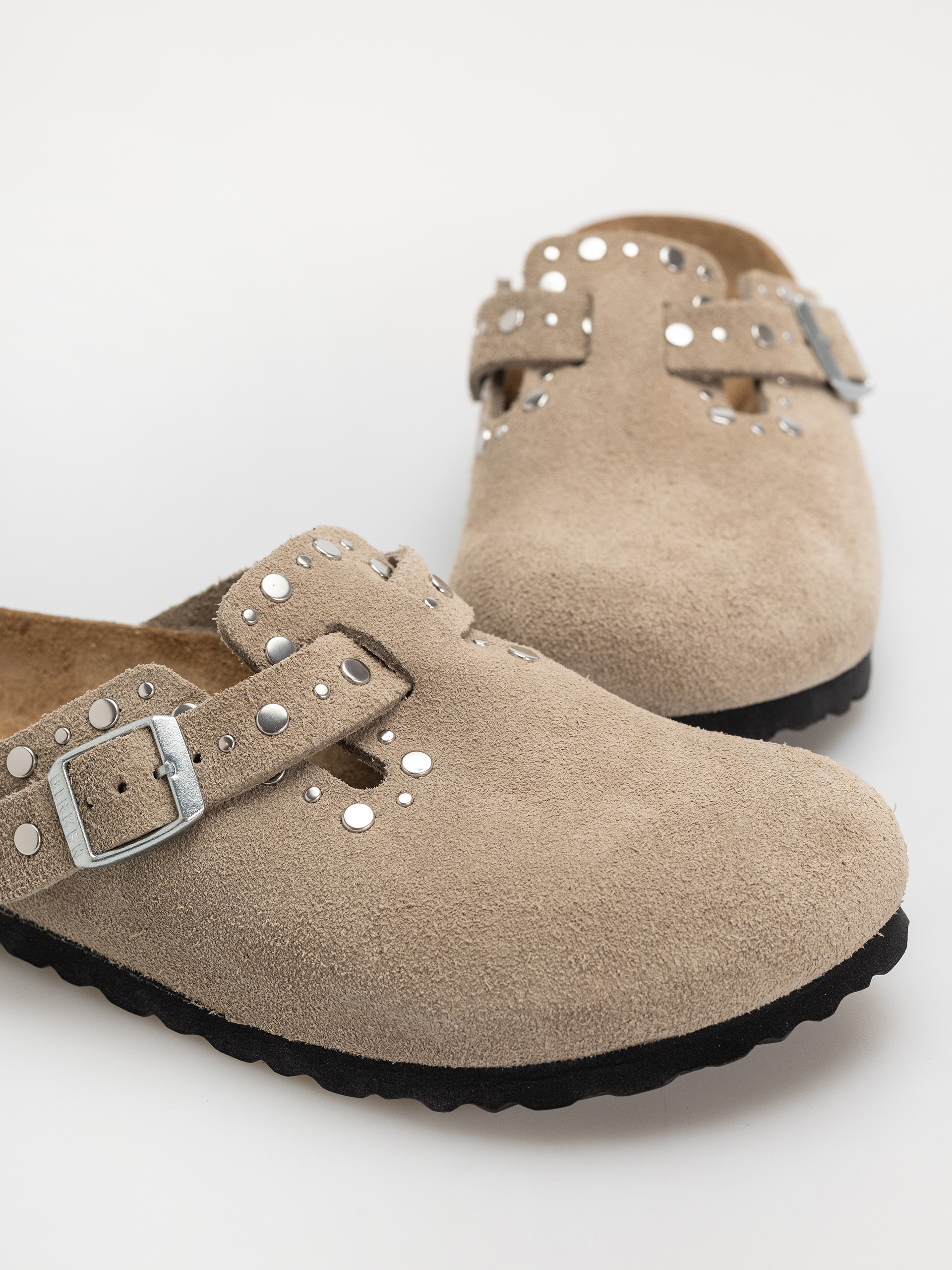 Flip-flop papucsok Birkenstock Boston Rivets Suede Leather Narrow Wmn (taupe)
