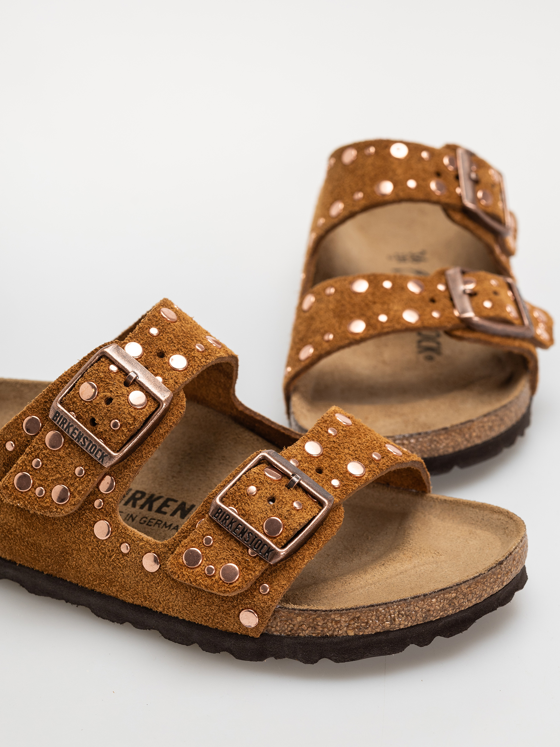 Flip-flop papucsok Birkenstock Arizona Rivets Suede Leather Narrow Wmn (mink)