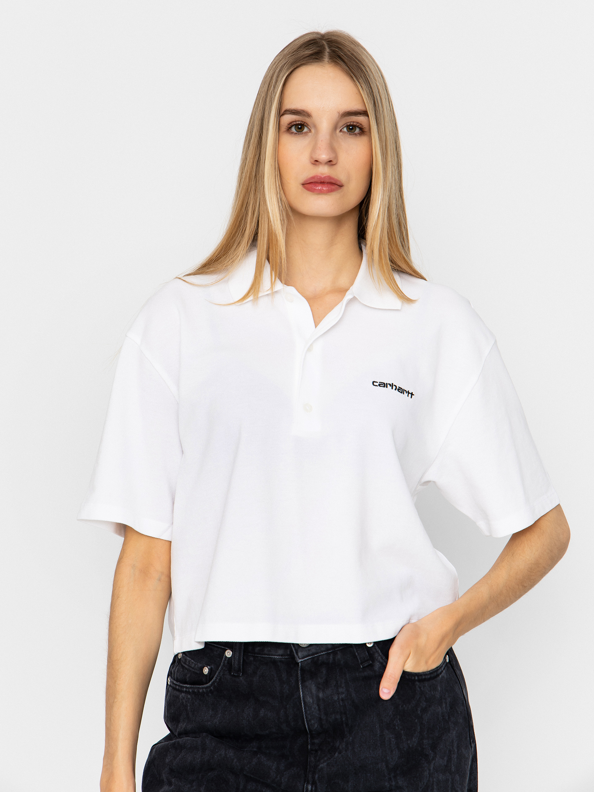Póló Carhartt WIP Script Polo Wmn (white/black)
