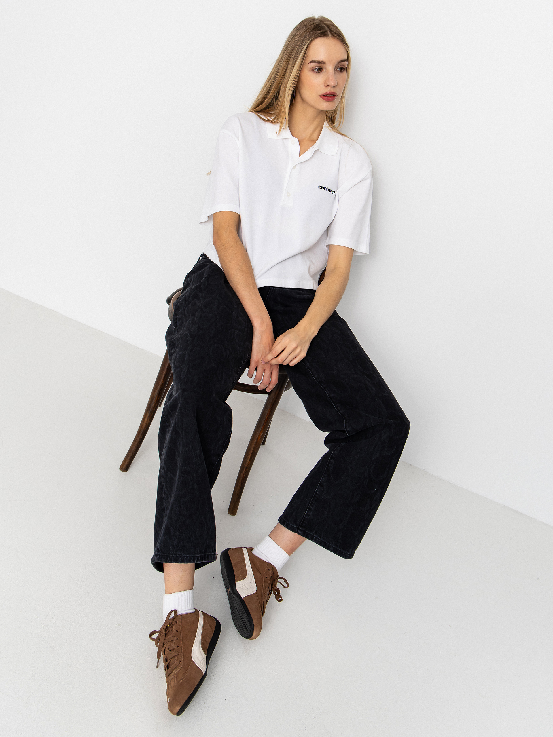 Póló Carhartt WIP Script Polo Wmn (white/black)