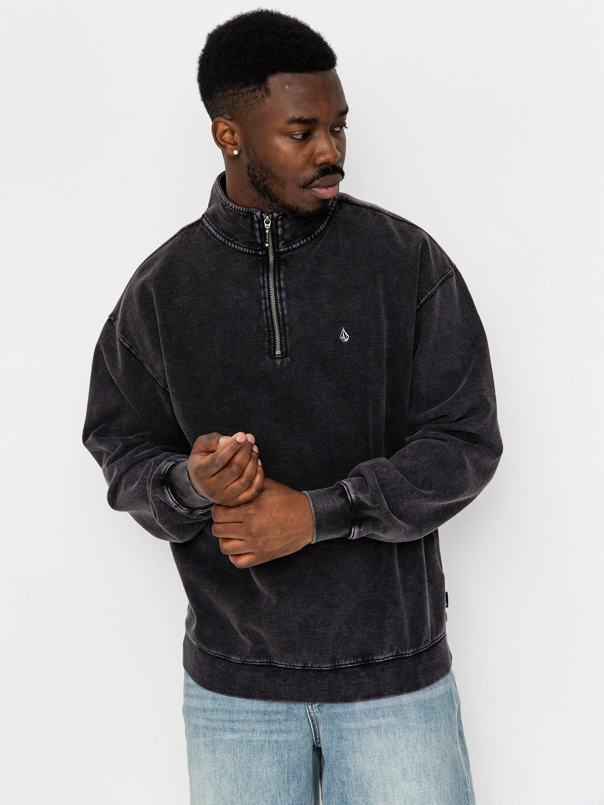 Volcom Single Stone Quarter ZIP Pulóver (light acid black)