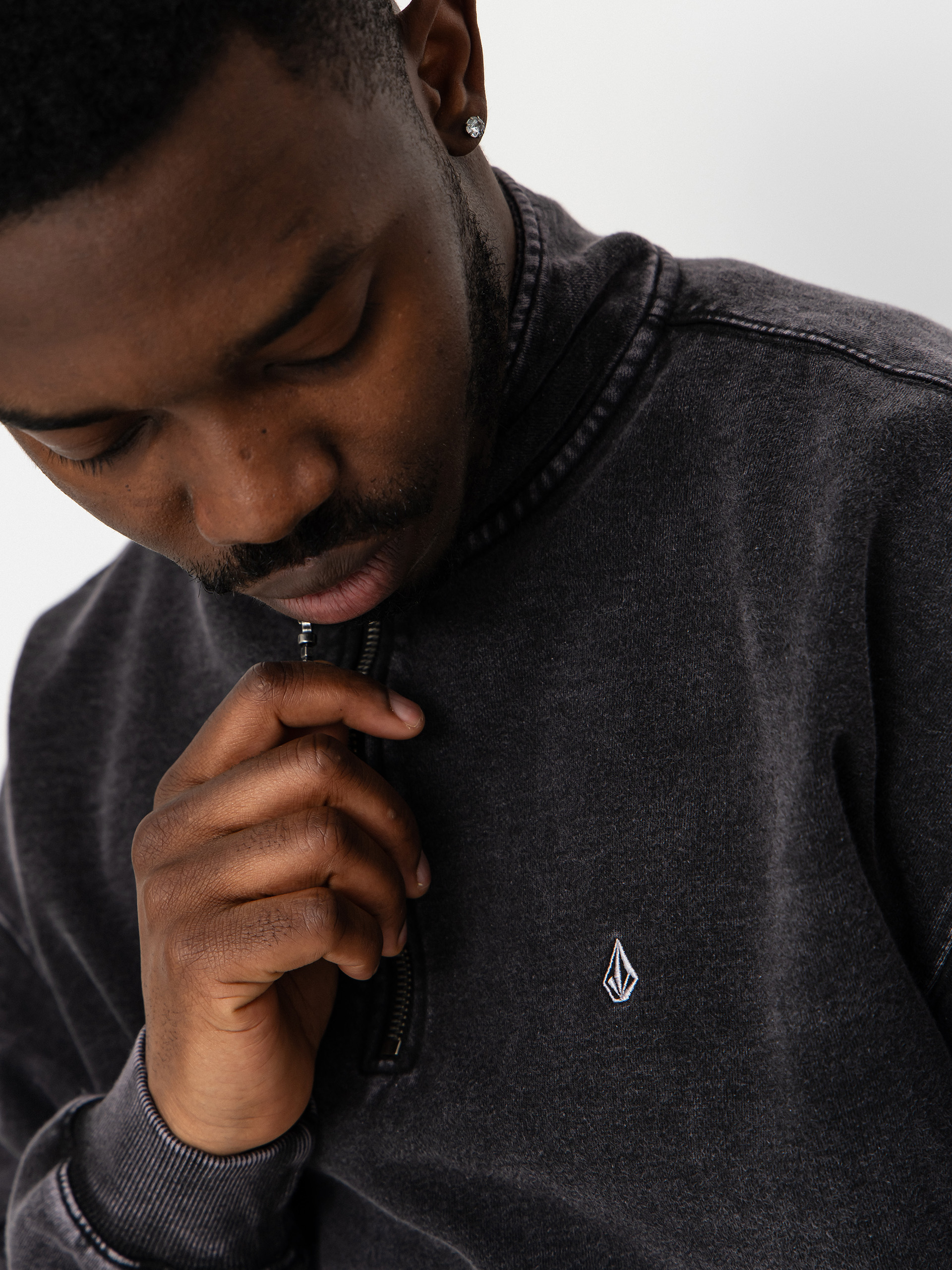 Volcom Single Stone Quarter ZIP Pulóver (light acid black)