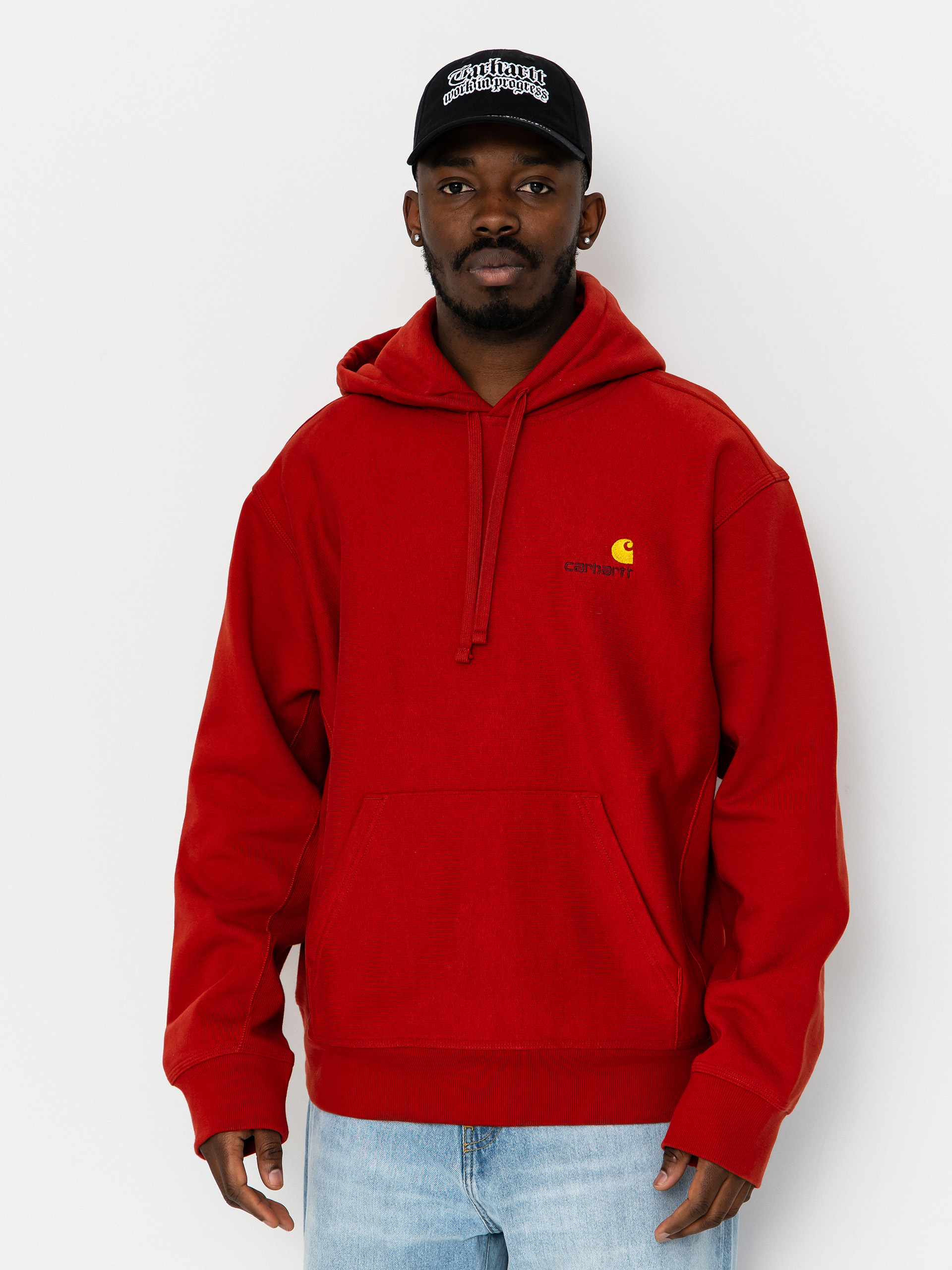 Kapucnis pulóver Carhartt WIP American Script HD (oxide red)