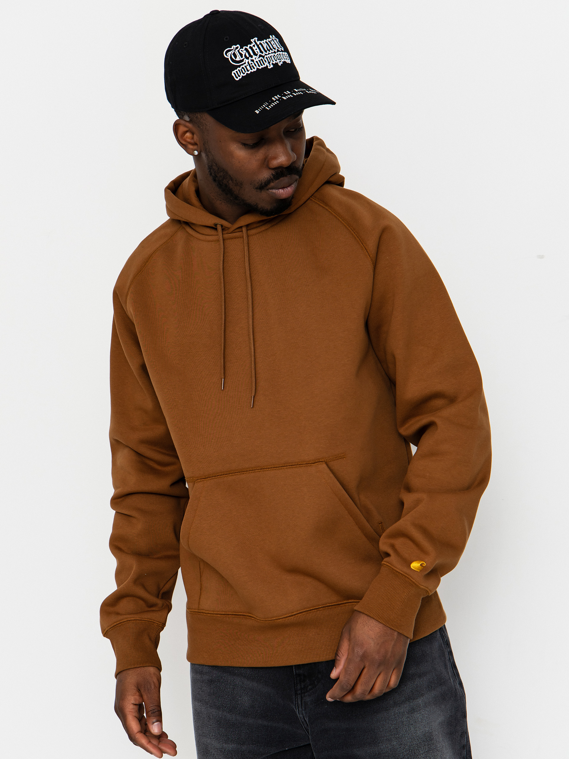 Kapucnis pulu00f3ver Carhartt WIP Chase HD (hamilton brown/gold)