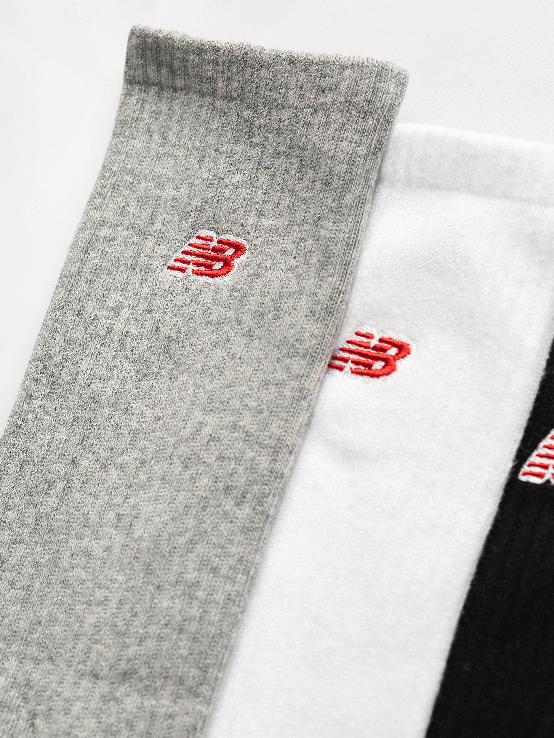 New Balance Red Patch Logo Crew 3pk Zokni (white multi)