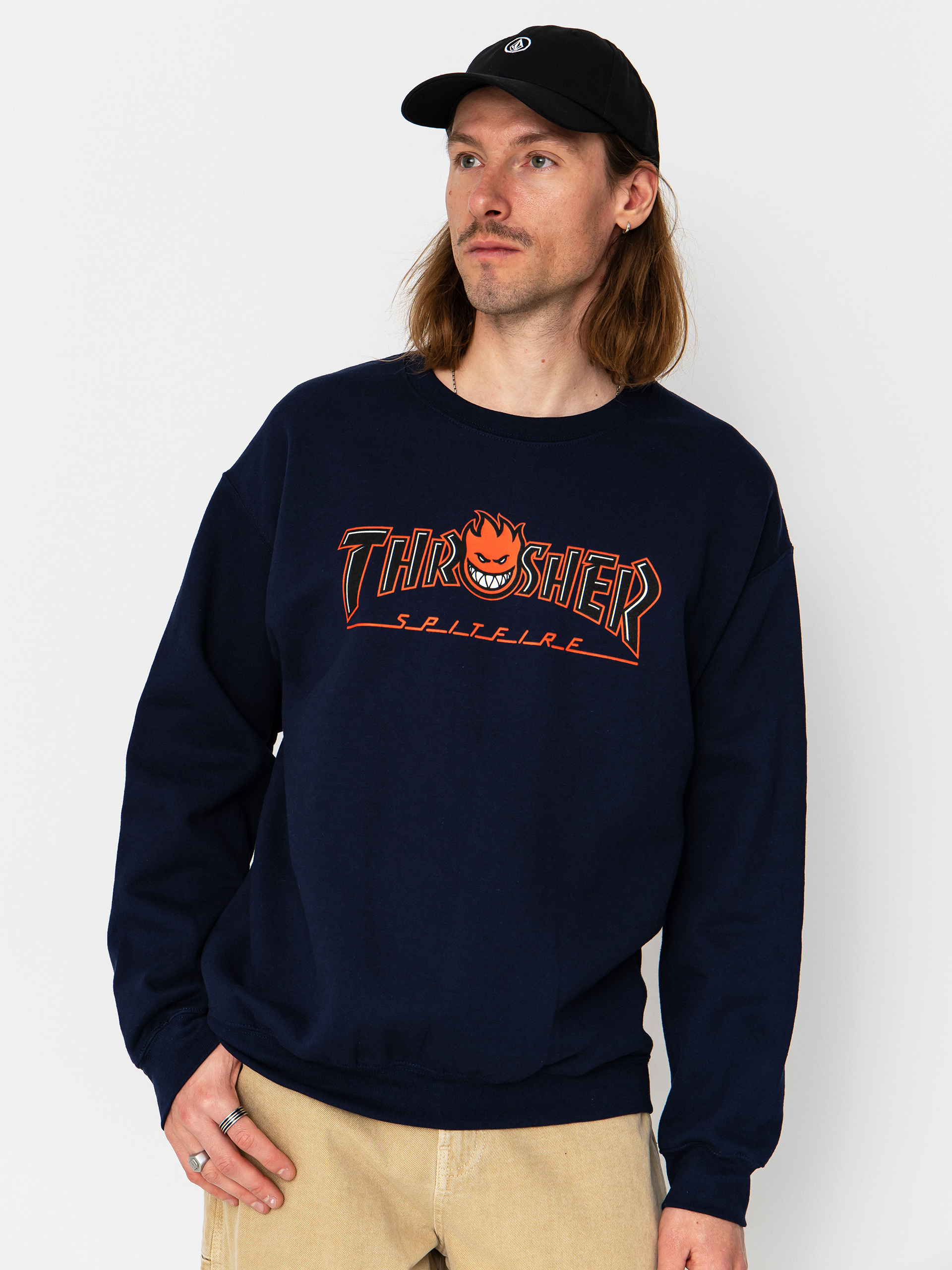 Thrasher x Spitfire Big Head Outline Pulóver (navy)