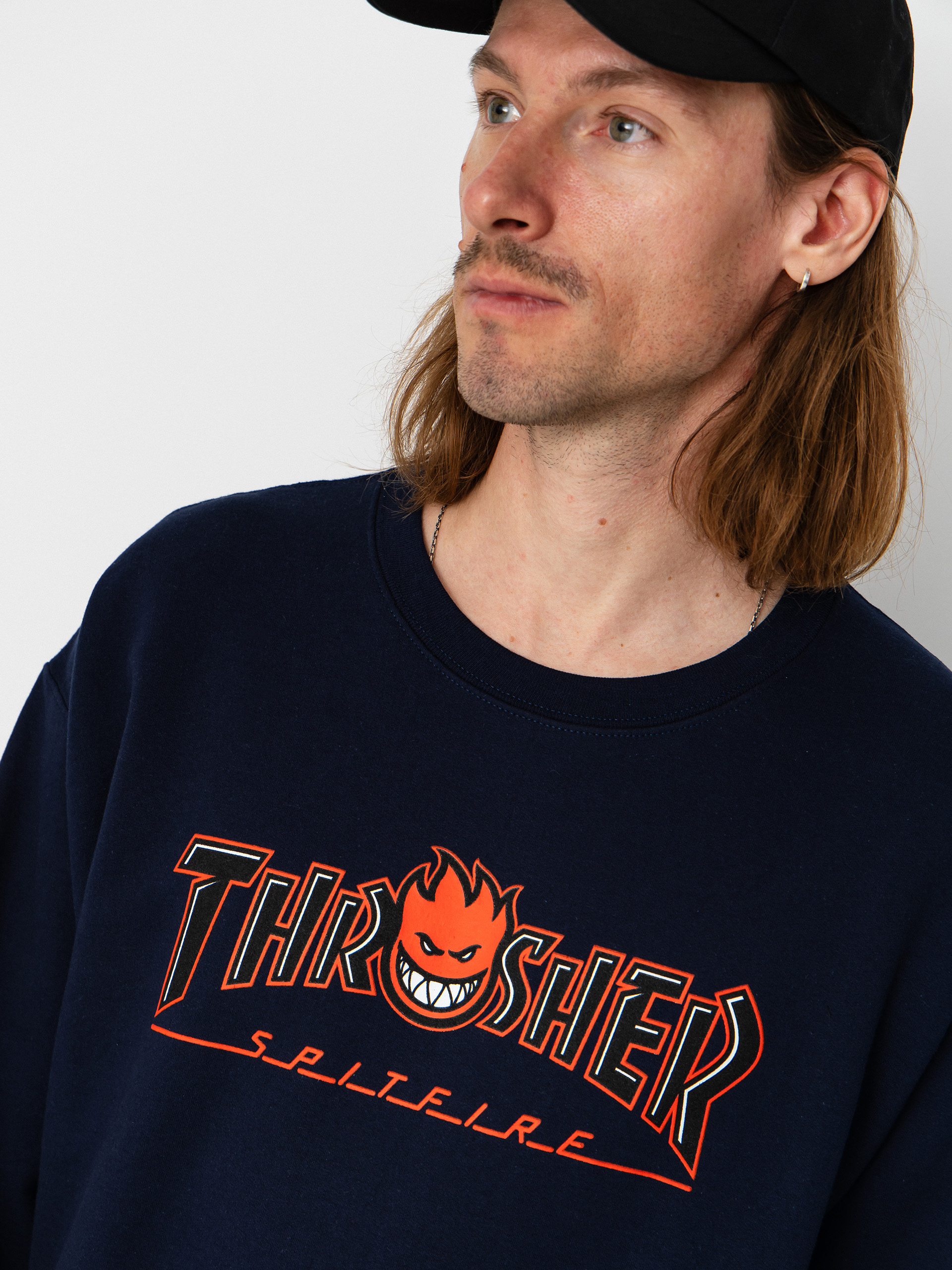 Thrasher x Spitfire Big Head Outline Pulóver (navy)