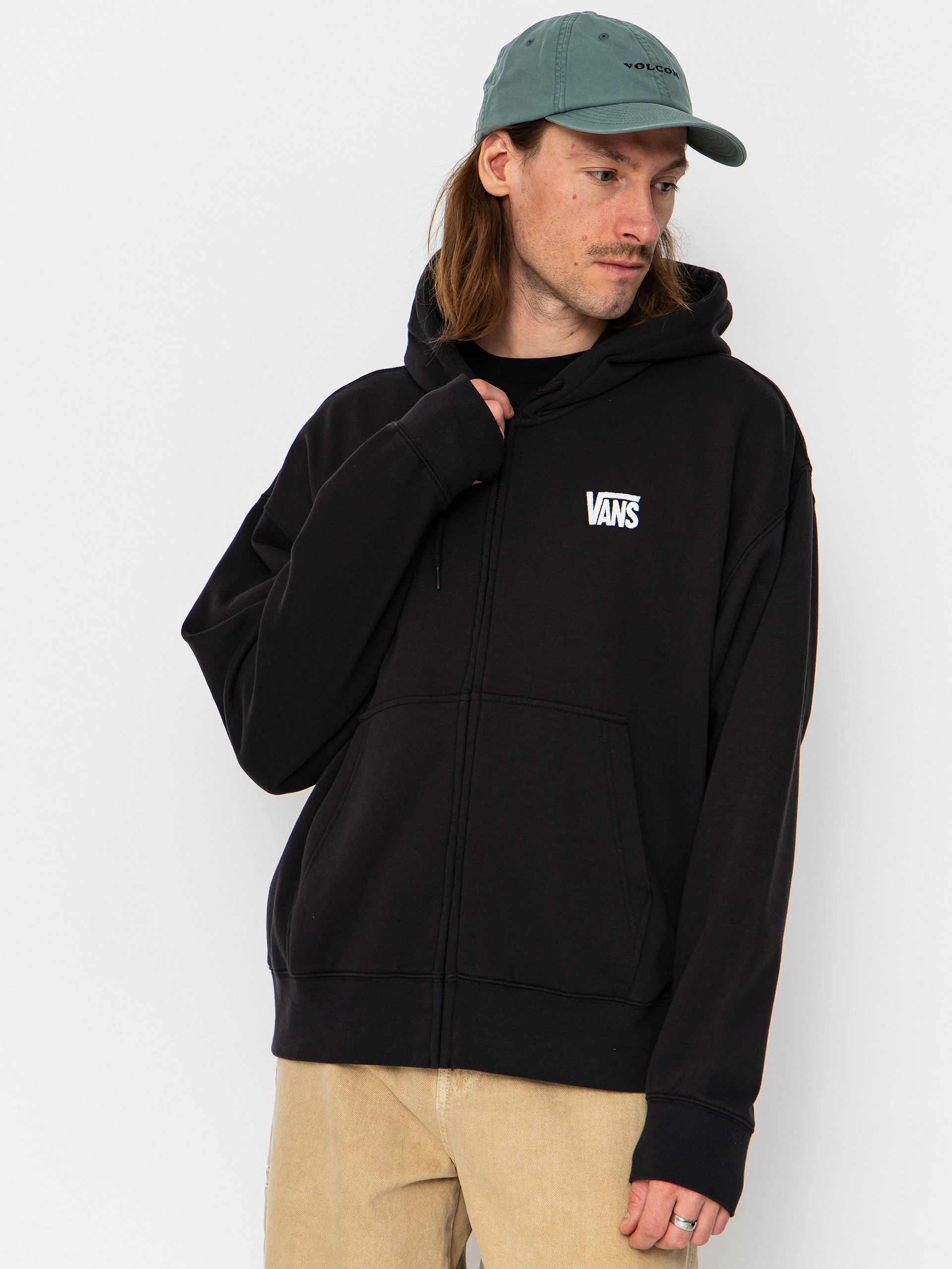 Vans Stretch Logo Full Zip Pulóver (black/white)
