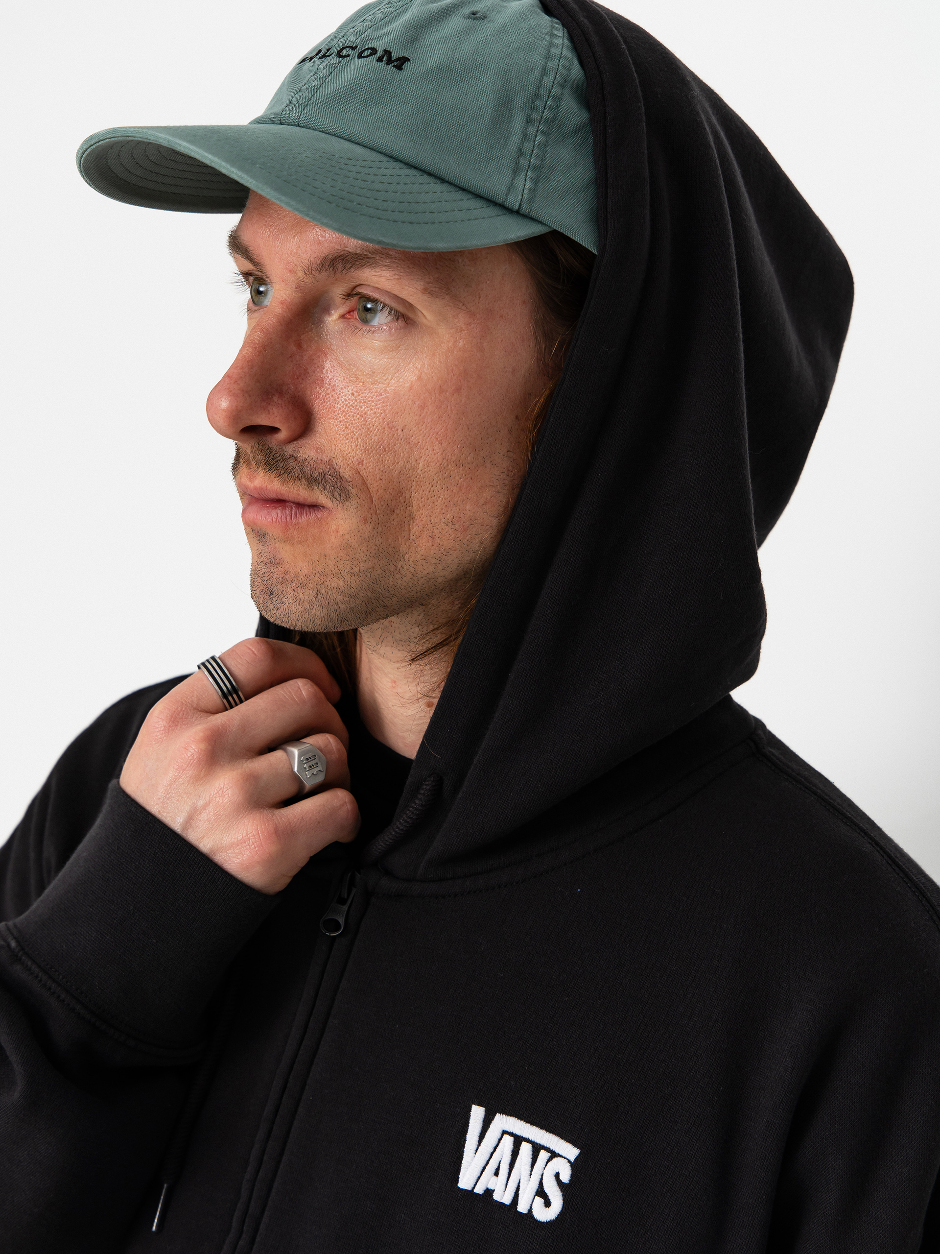 Vans Stretch Logo Full Zip Pulóver (black/white)