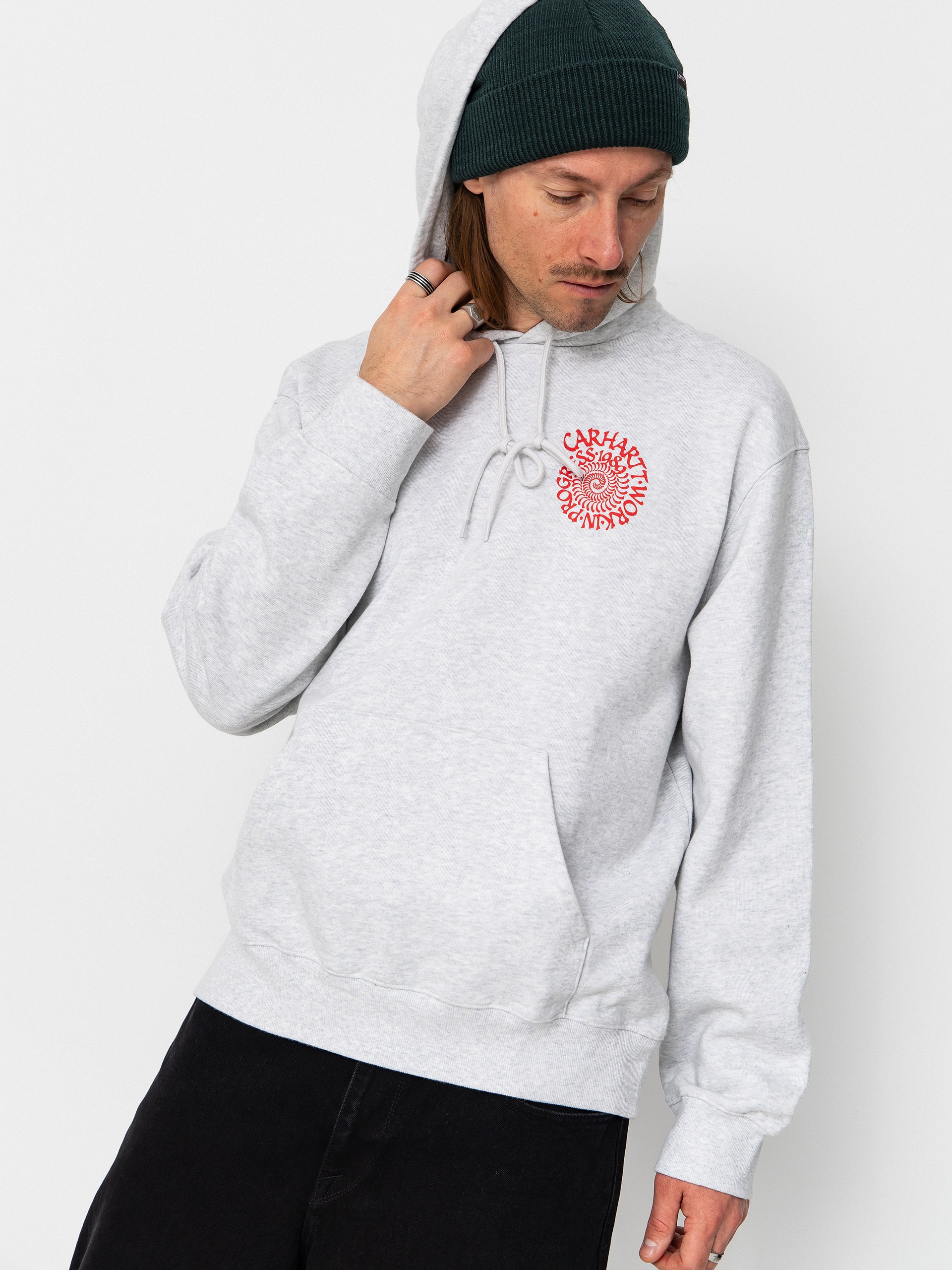 Kapucnis pulóver Carhartt WIP Spiral HD (ash heather)
