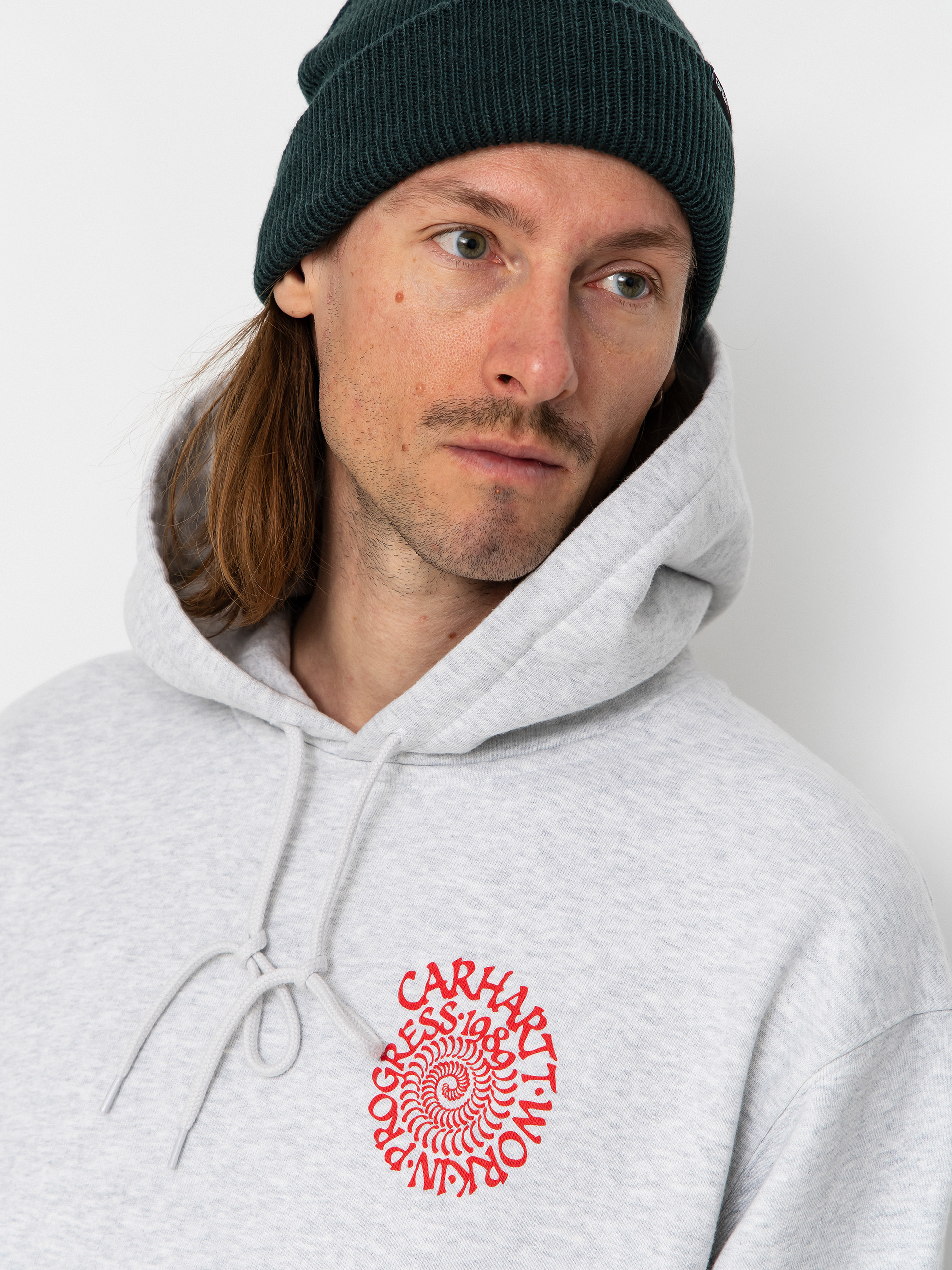 Kapucnis pulóver Carhartt WIP Spiral HD (ash heather)