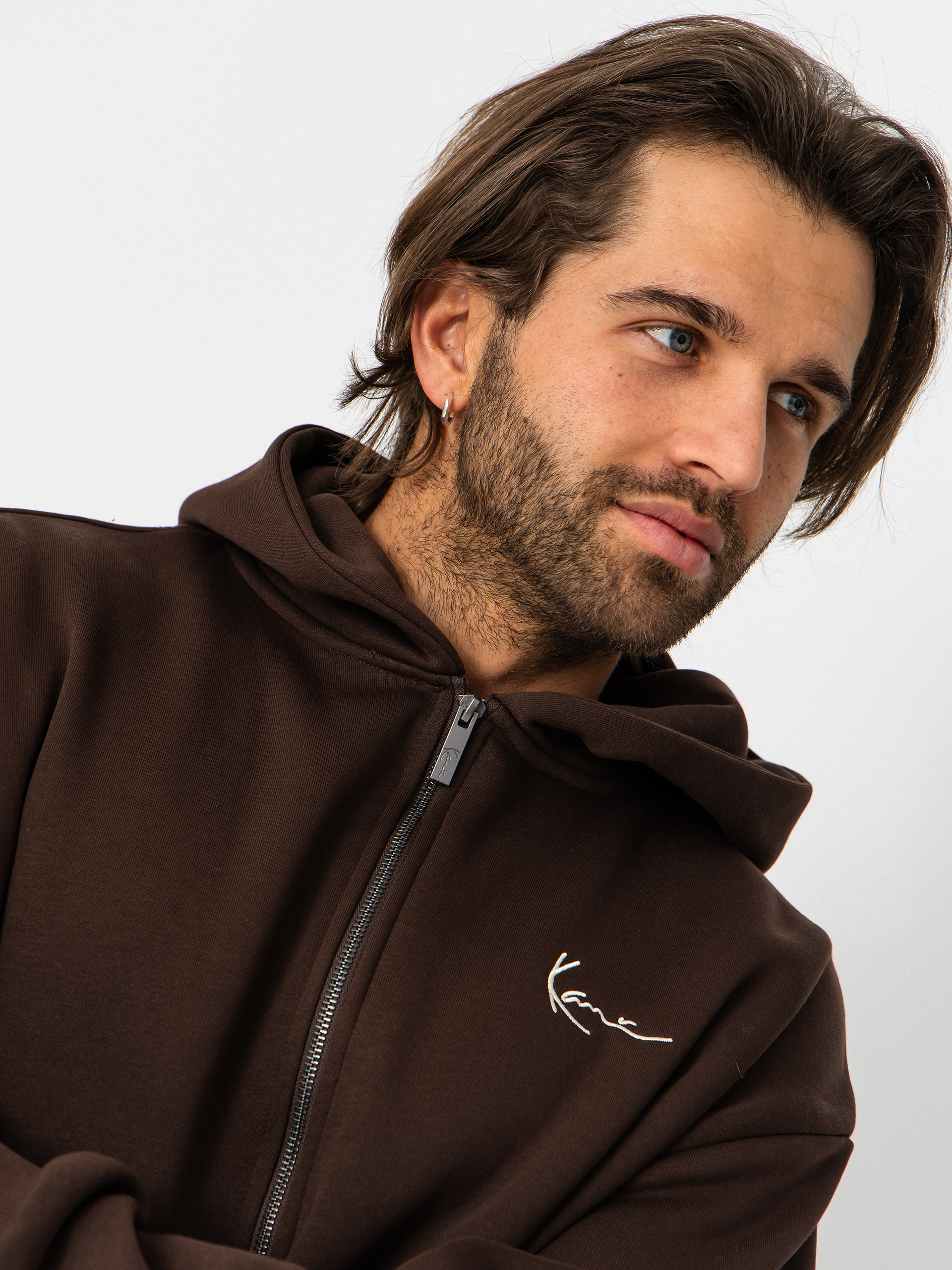 Kapucnis pulóver Karl Kani Small Signature Essential ZHD (brown)