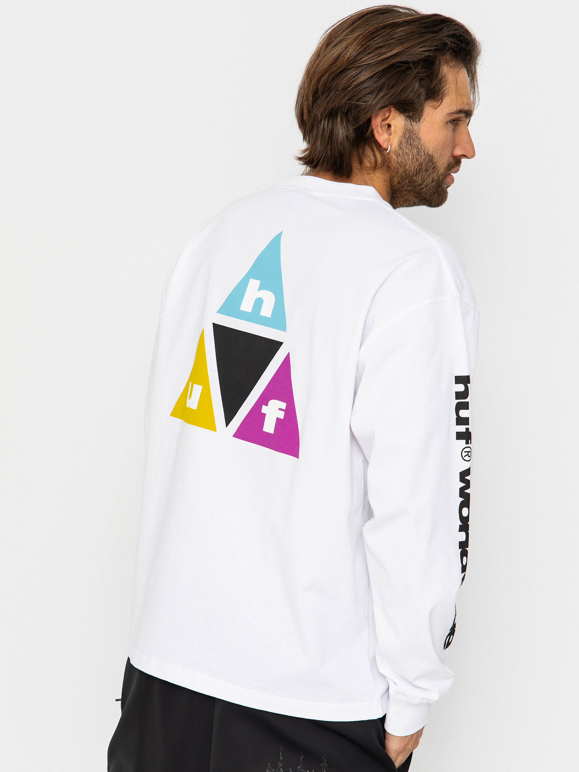 Hosszú ujjú felső HUF Prism Tt (white)