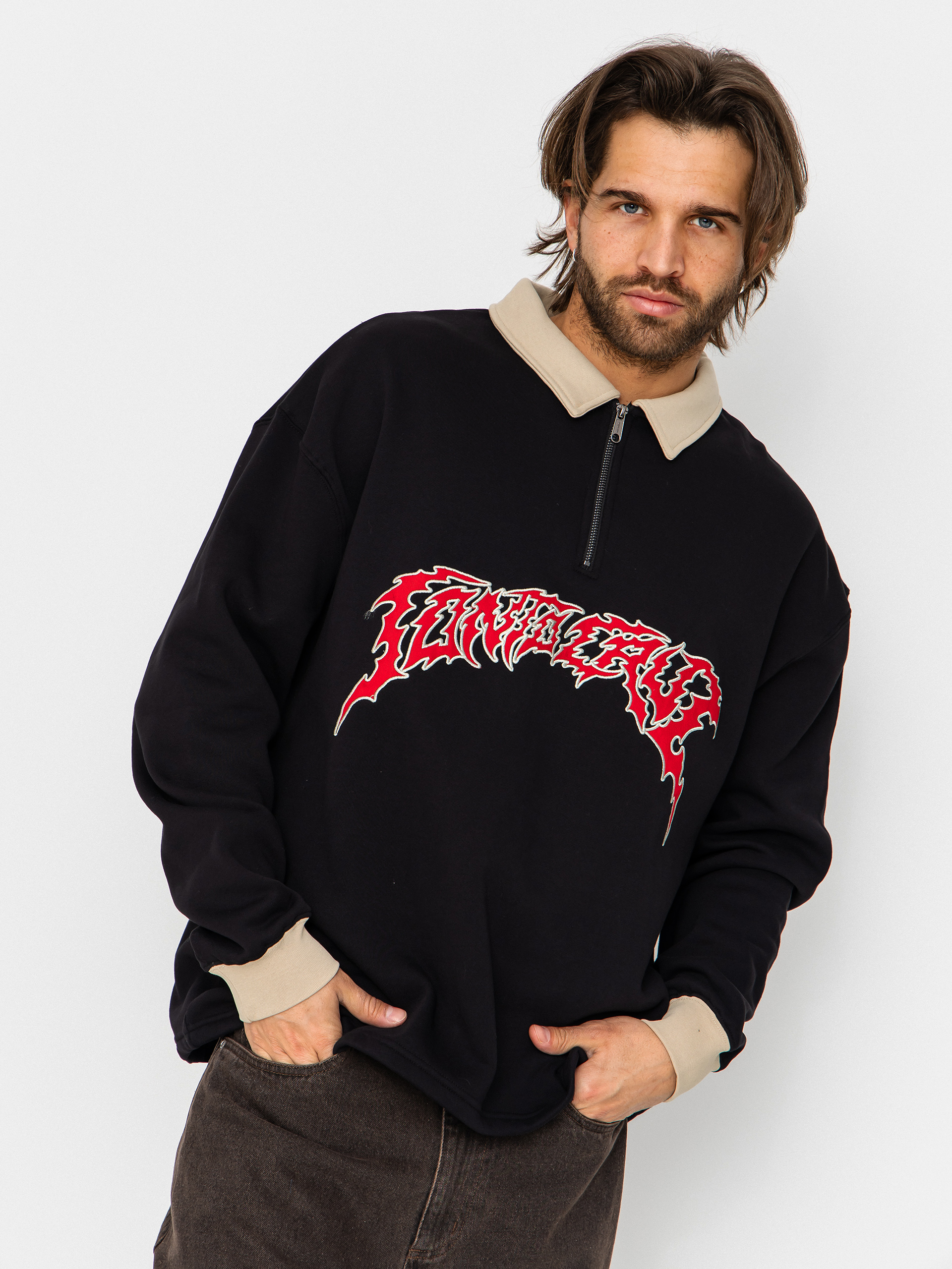 Santa Cruz Out Of Time Strip 1/4 Zip Pulu00f3ver (black)