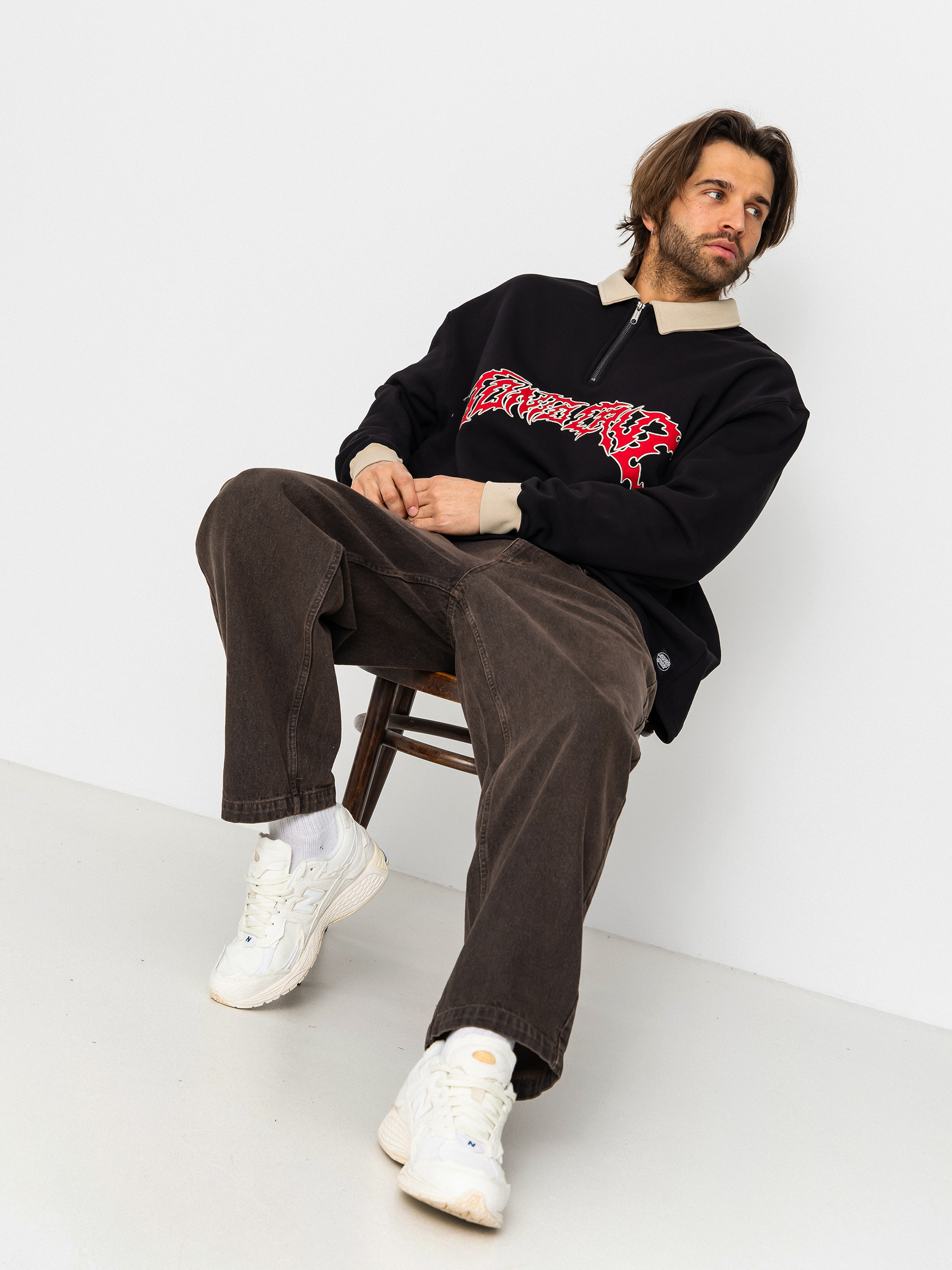 Santa Cruz Out Of Time Strip 1/4 Zip Pulóver (black)