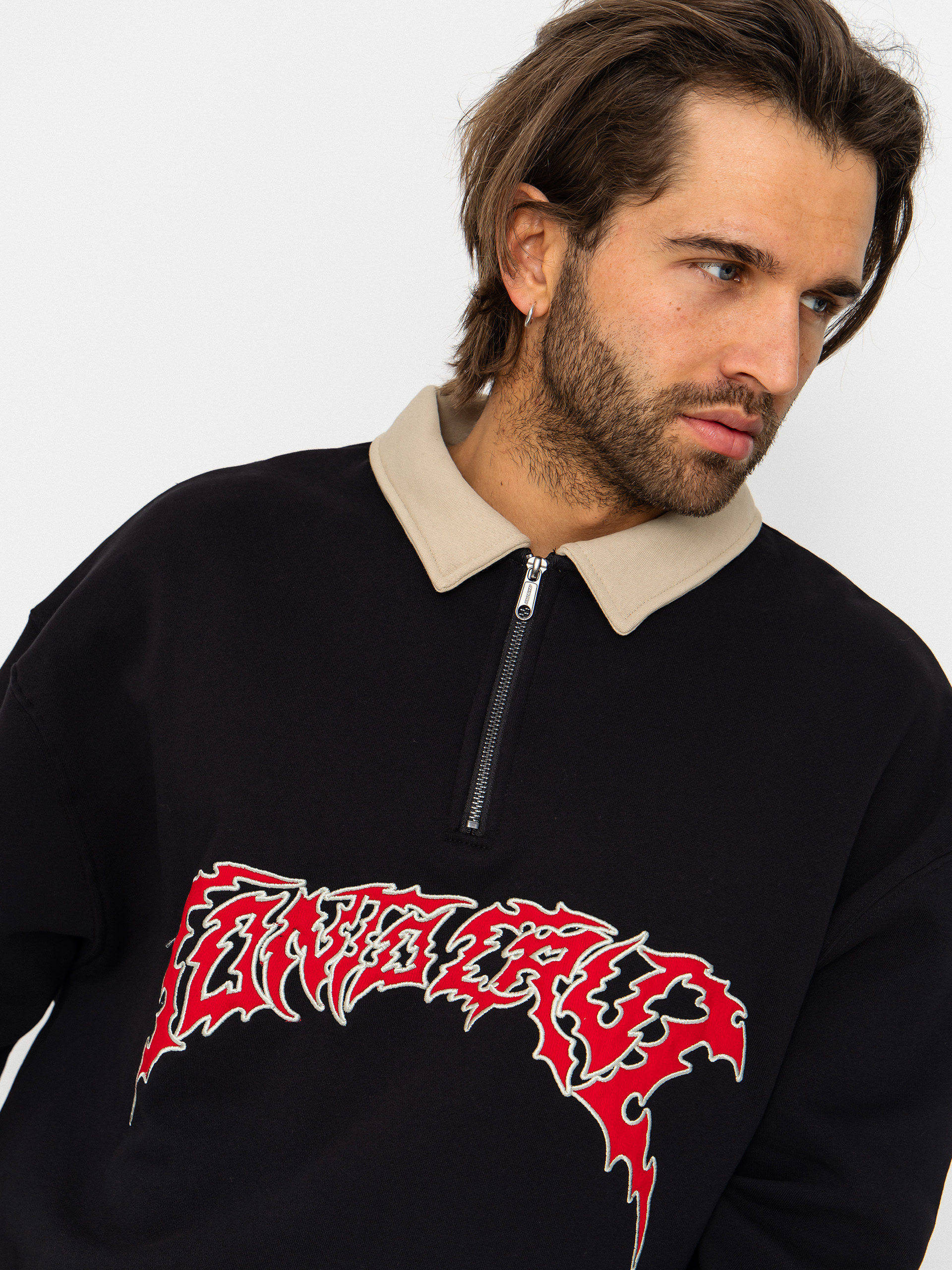 Santa Cruz Out Of Time Strip 1/4 Zip Pulóver (black)