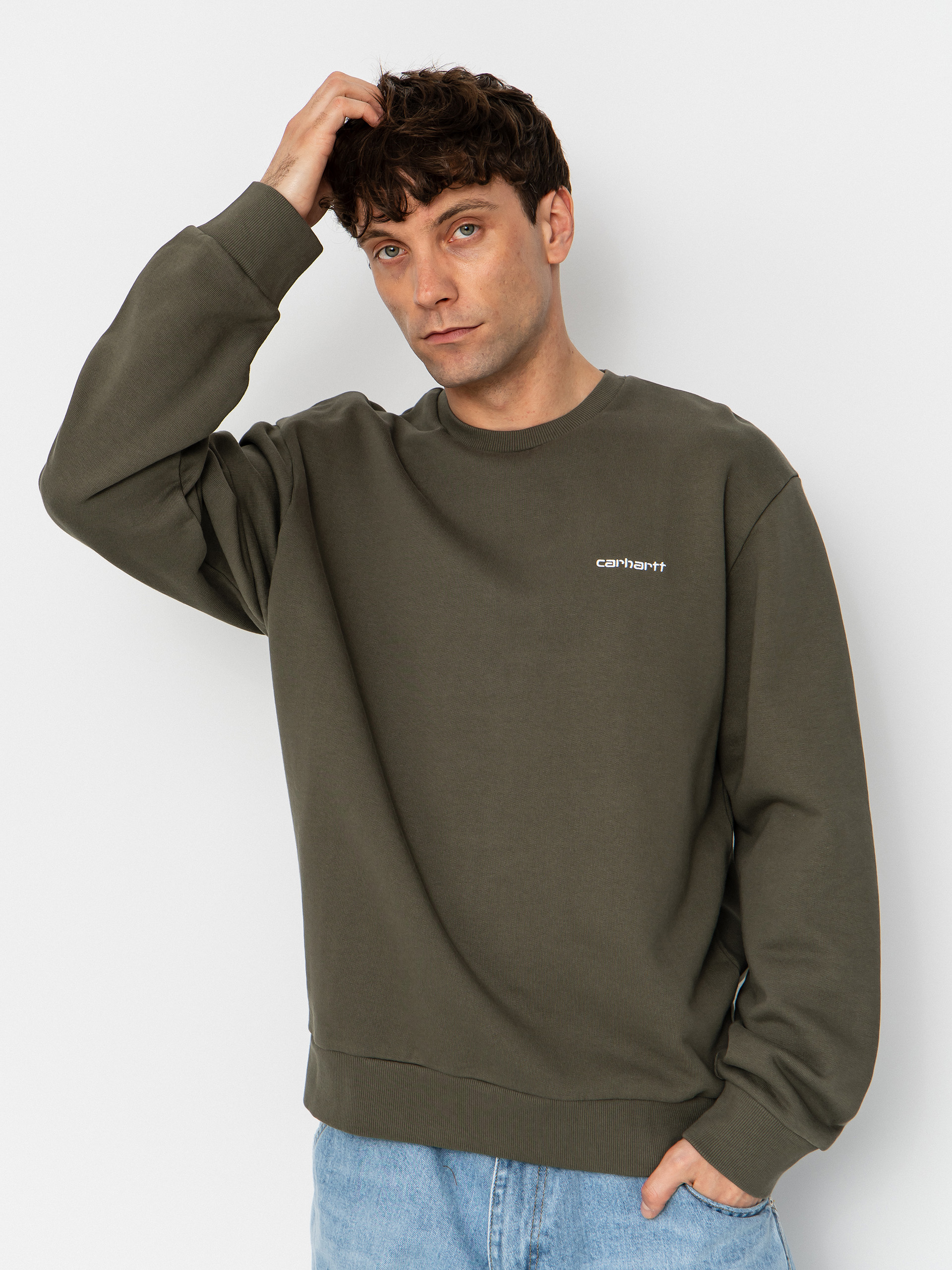 Pulóver Carhartt WIP Script Embroidery (leaf/white)
