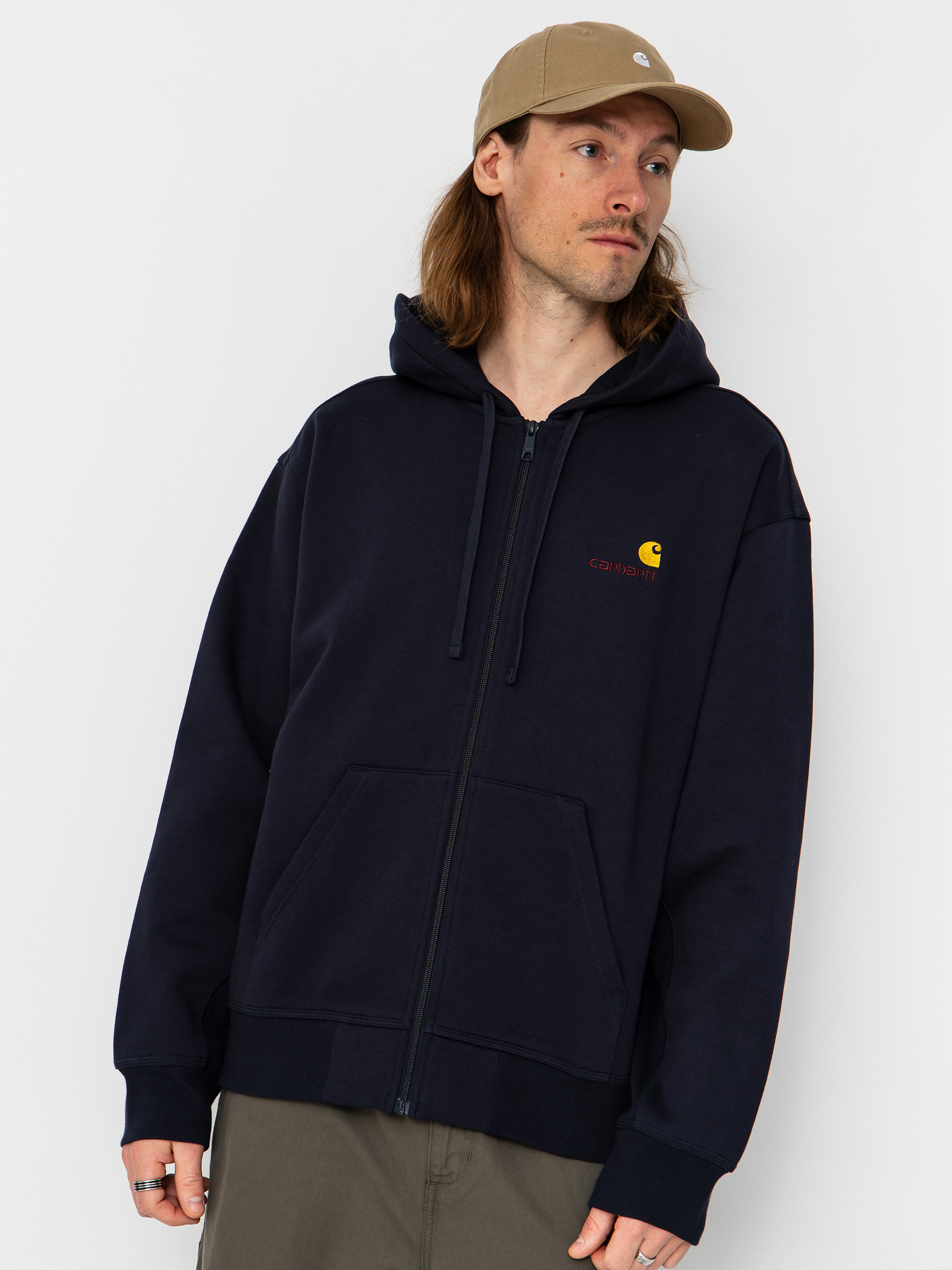Kapucnis pulu00f3ver Carhartt WIP American Script ZHD (deep night)