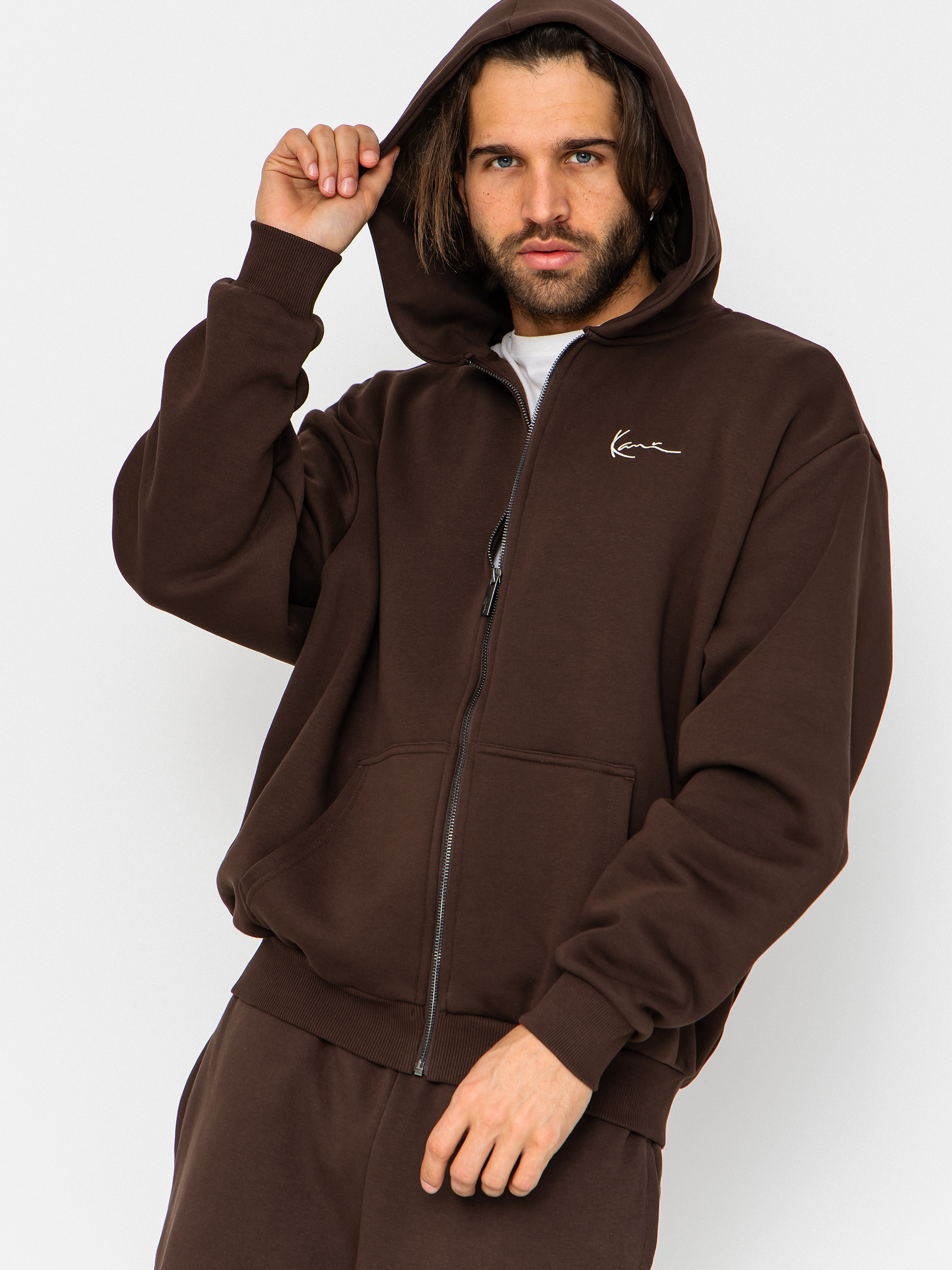 Kapucnis pulóver Karl Kani Small Signature Essential ZHD (brown)