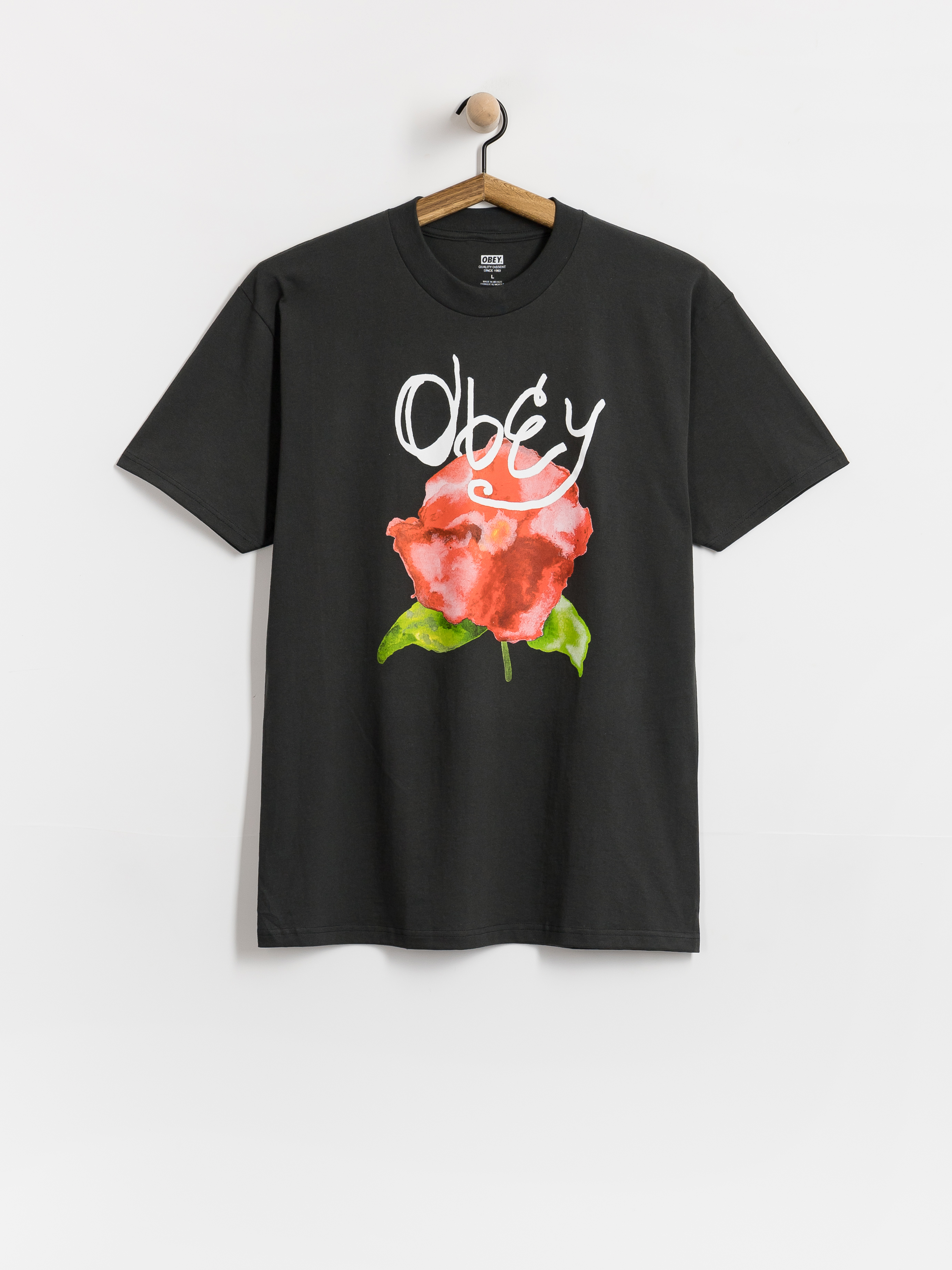 Póló OBEY Watercolor Poppy (vintage black)