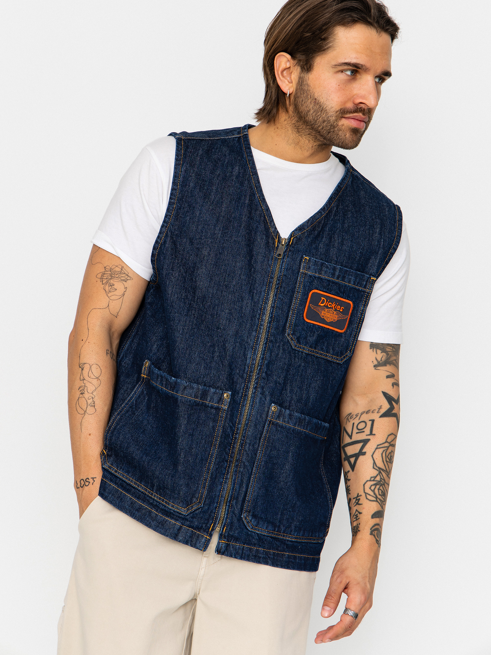 Mellény Dickies X Harley Davidson Denim (rinsed indigo blue)
